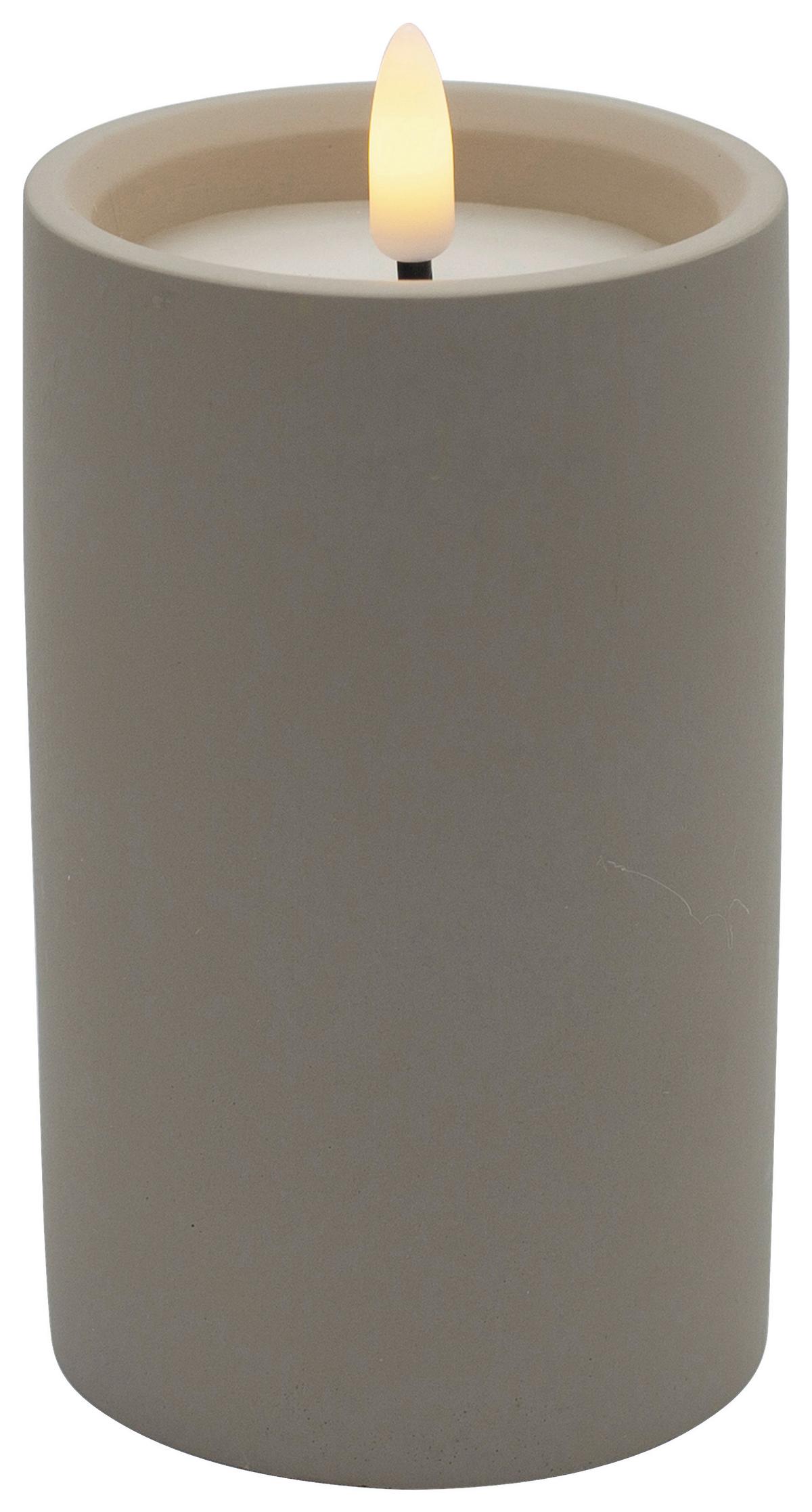 LED-Kerze Karen Grau - Grau, Modern, Naturmaterialien/Kunststoff (7,5/12,5cm) - Mömax