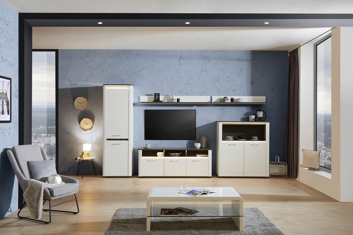Dulap Alassio - alb/grafit, Modern, material pe bază de lemn (61,7cm) - Modern Living