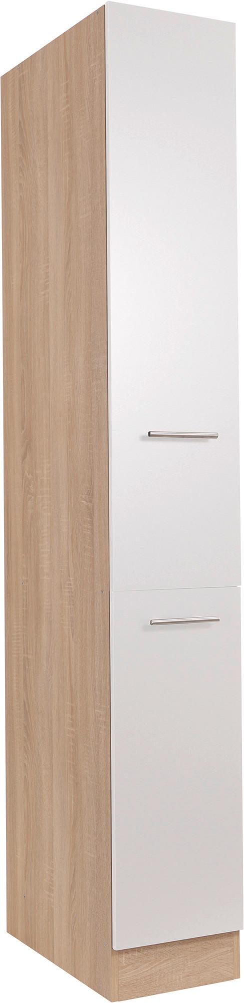 Izvlečna Omara Merle, Barva Hrasta, Bela - srebrne barve/barve hrasta, Basics, kovina/leseni material (30/200/60cm) - Respekta