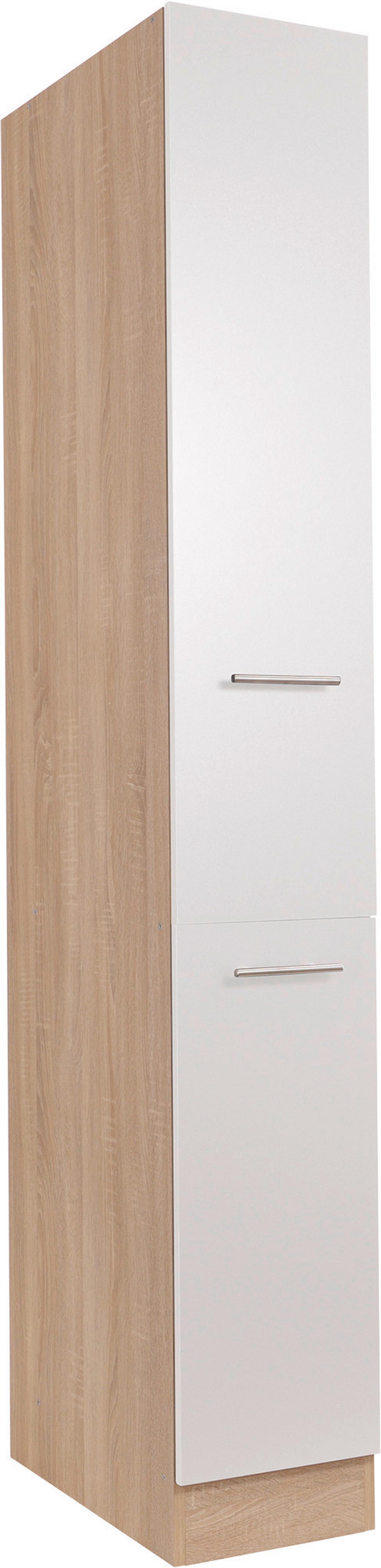 Izvlečna Omara Merle, Barva Hrasta, Bela - srebrne barve/barve hrasta, Basics, kovina/leseni material (30/200/60cm) - Respekta