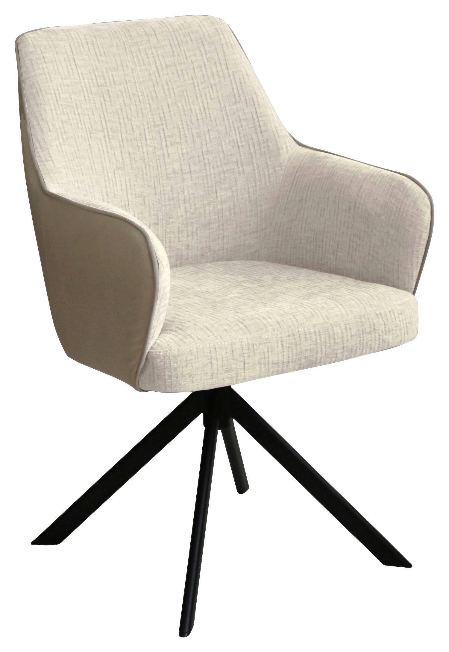 KRZESŁO Z PODŁOKIETNIKAMI BARI - beżowy/czarny, Design, metal/tkanina (58/87/64,5cm) - Novel