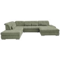 Wohnlandschaft Dalida Grün Chenille - Chromfarben/Grün, Design, Textil/Metall (254/376/195cm) - Livetastic