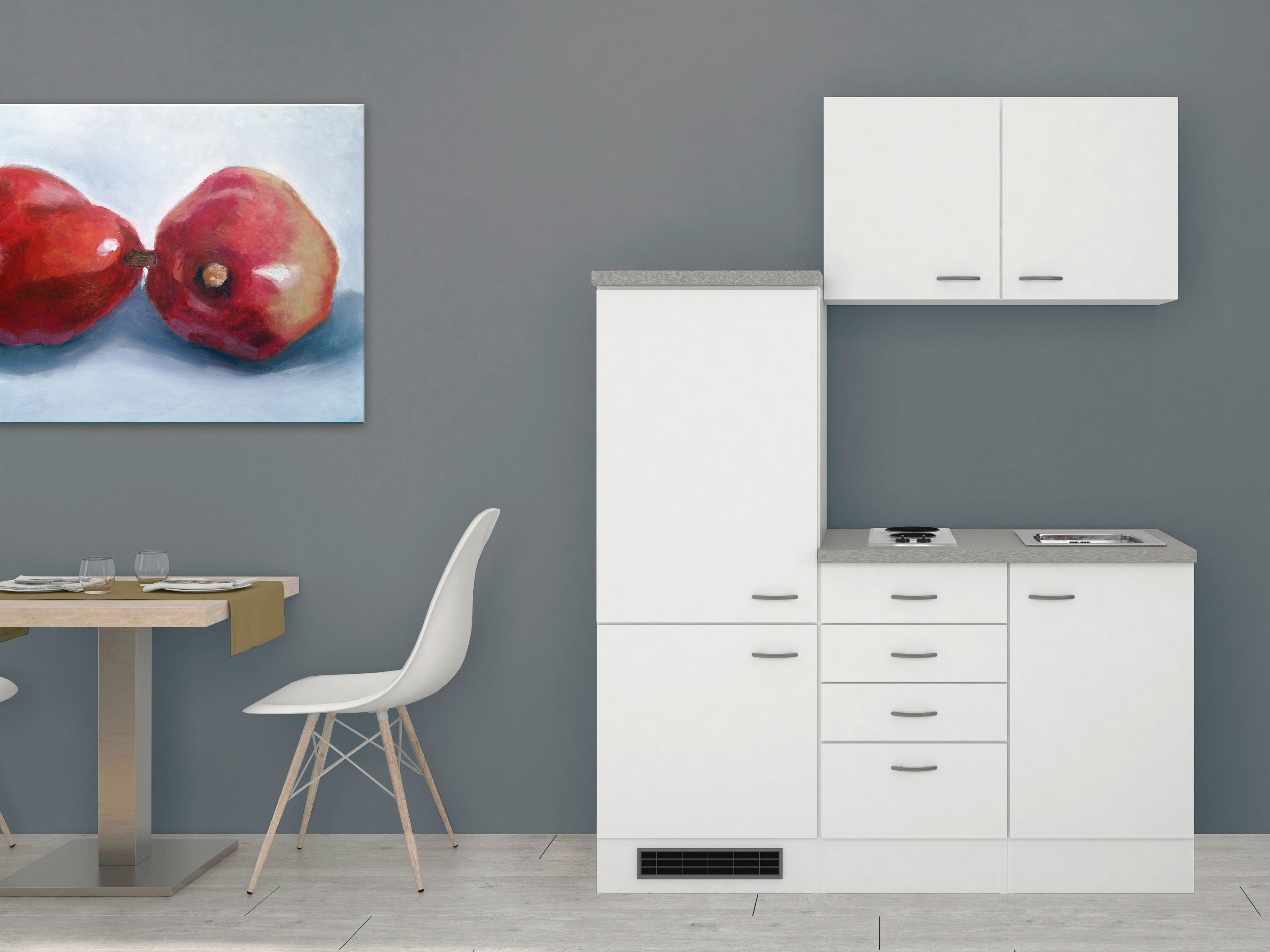 Kuhinjski Blok Z Aparati Wito, Bela - barve nerjavečega jekla/bela, Moderno, umetna masa/leseni material (160cm) - FlexWell