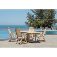 Gartentischgruppe 7-tlg. Naturfarben Teakholz - Naturfarben, Natur, Holz - Gardenson