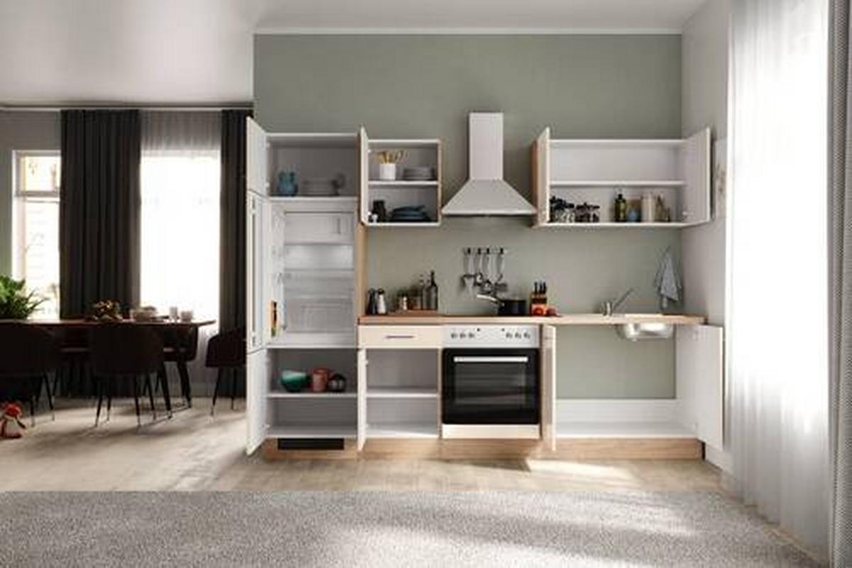 Kuhinjski Blok Nepal - barve nerjavečega jekla/kašmir, Moderno, kovina/leseni material (270cm) - FlexWell