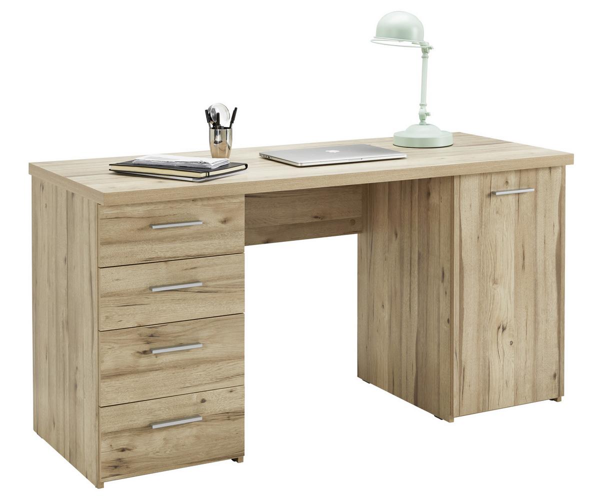 Schreibtisch in Eichefarben - Eichefarben/Alufarben, MODERN, Holzwerkstoff/Kunststoff (145/76,3/60cm) - Mömax