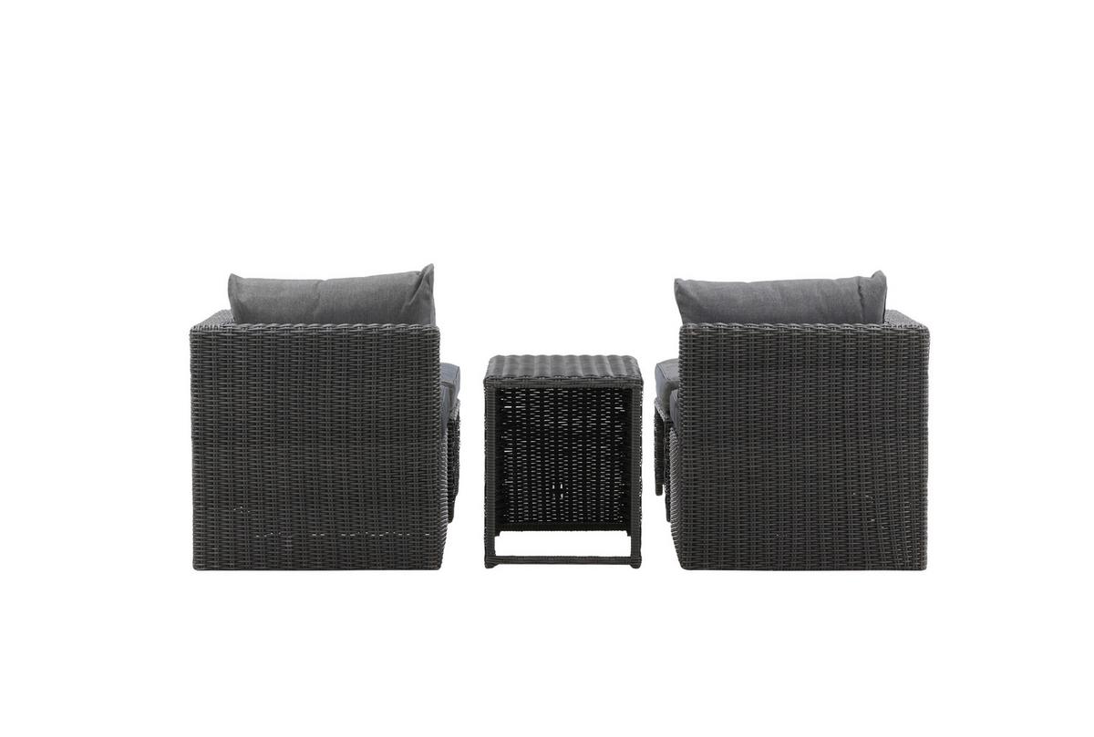 GARTENSET QUAD - Schwarz/Grau, KONVENTIONELL, Kunststoff/Metall - Gardenson
