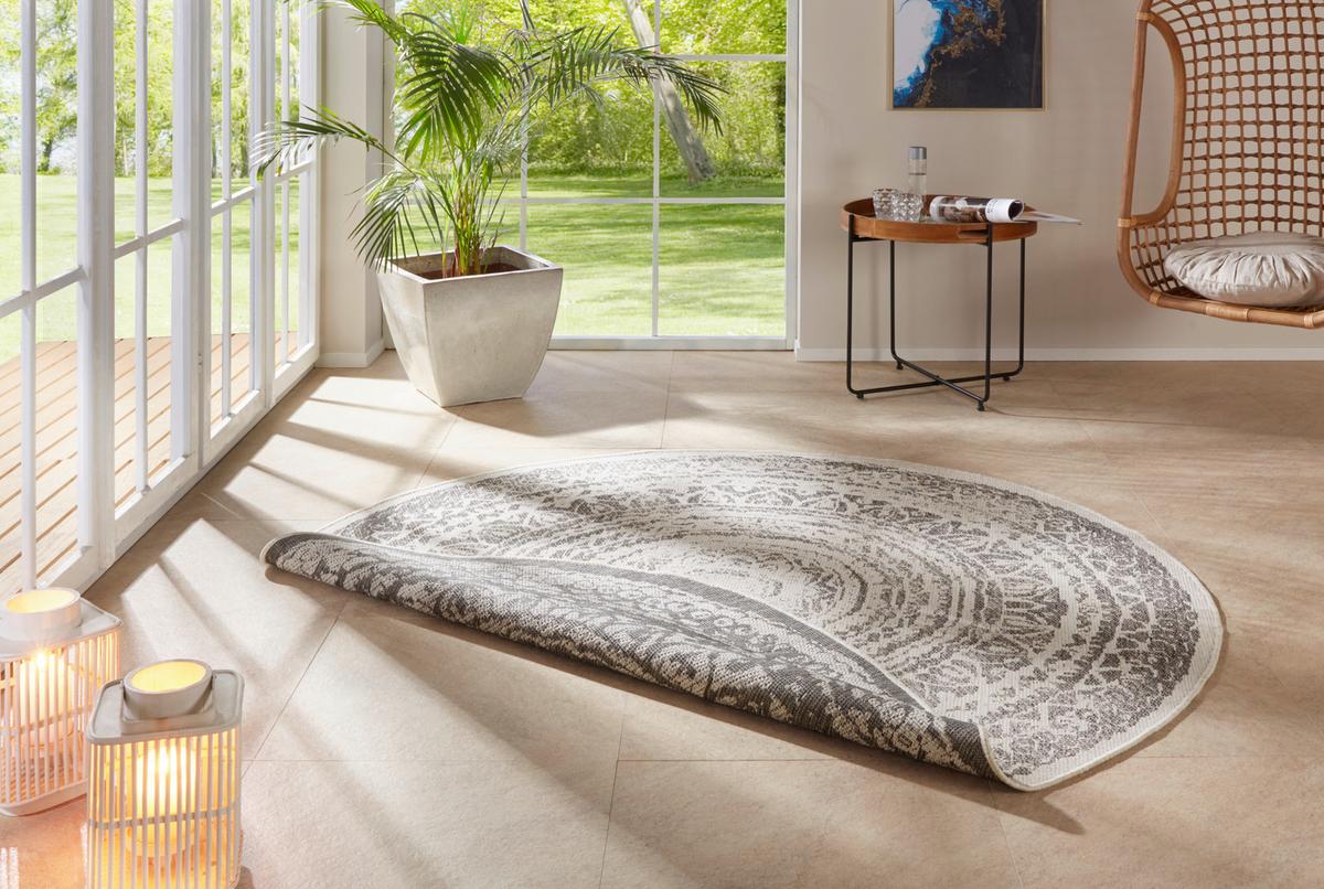 Flachwebeteppich Rosica Creme/Grau Ø ca. 140cm - Creme/Grau, Design, Kunststoff (140cm) - Hanse Home