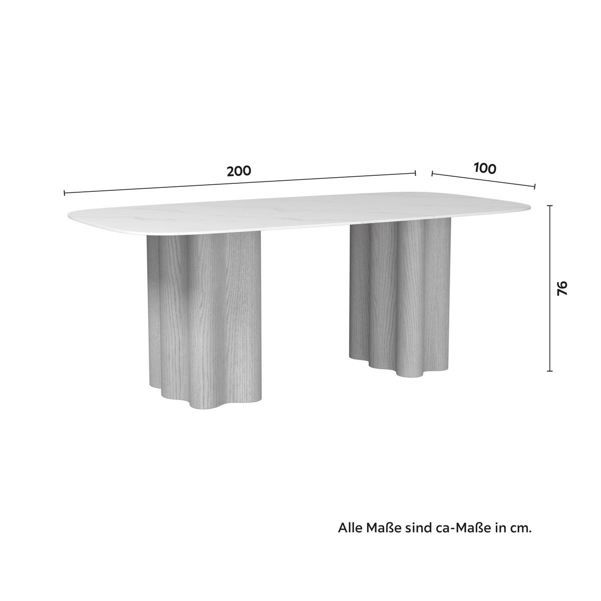 Esstisch Elenya in Holz Eiche/ Stein ca. 200x100 cm - Eichefarben/Weiß, MODERN, Holz/Holzwerkstoff (200/76/100cm) - Bessagi Home