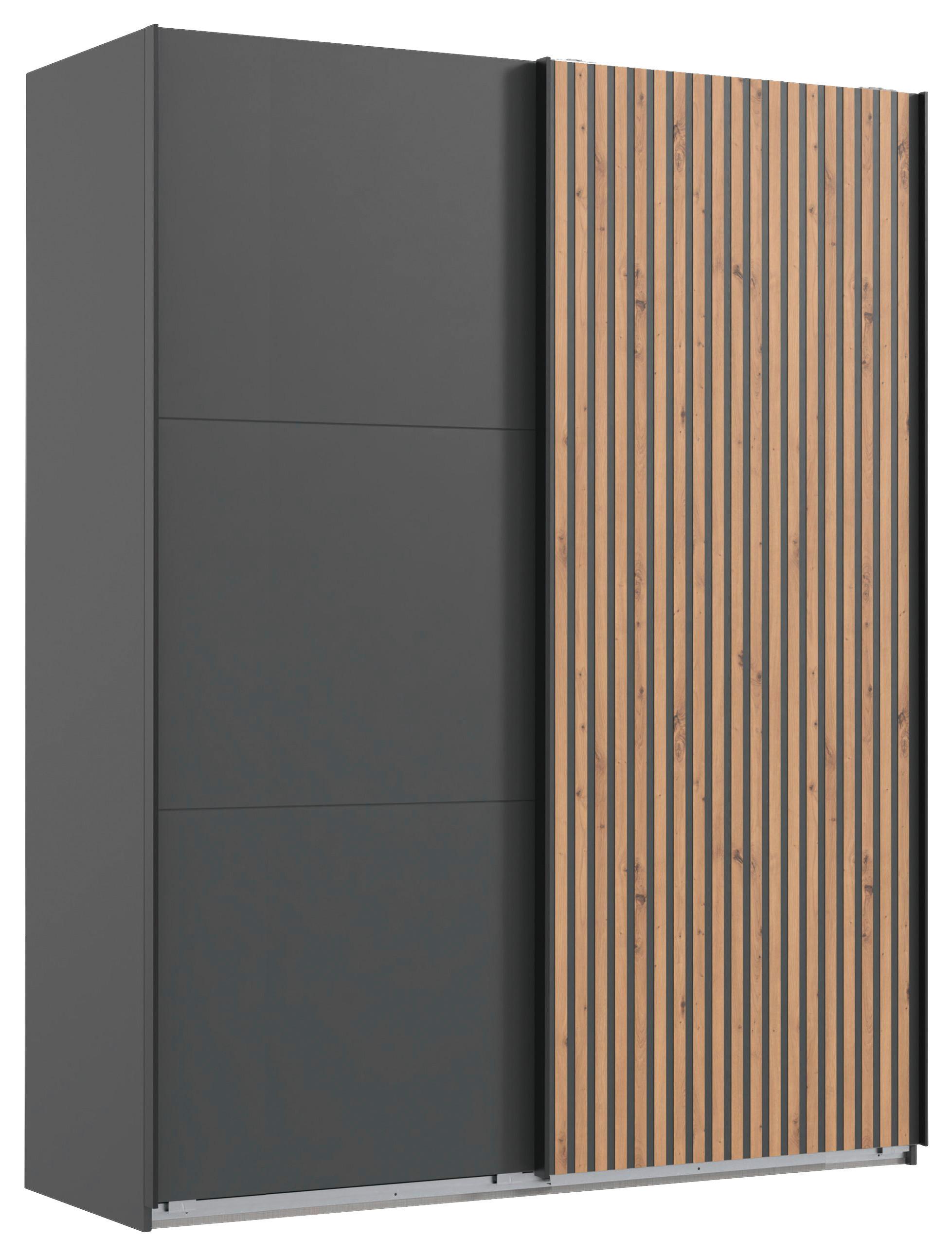 DULAP USI CULISANTE ANDORRA - culoare lemn stejar/grafit, Konventionell (200/218/65cm) - Premium Living