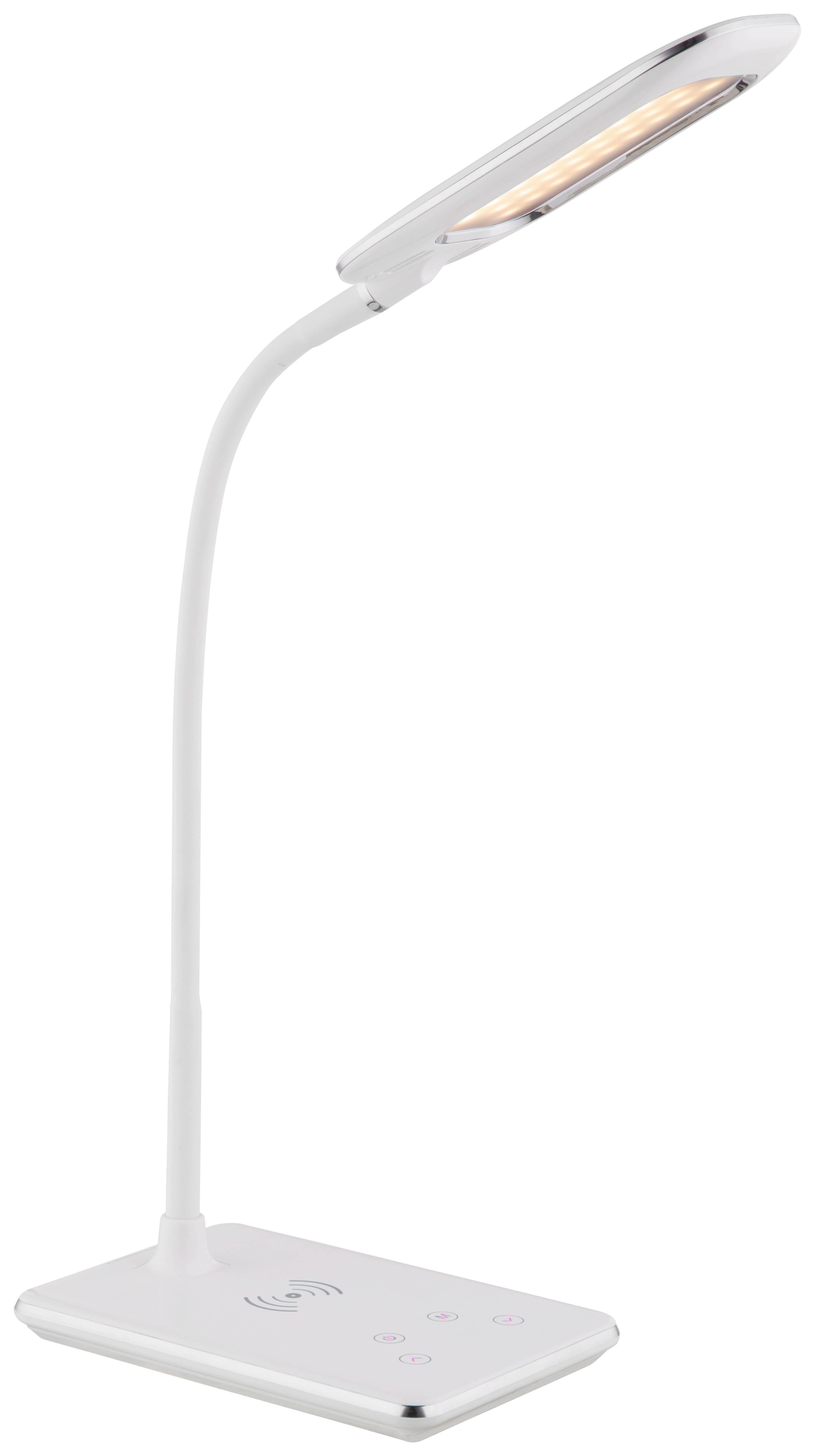 Namizna Led-svetilka Hekla, S Sijalko - barve kroma/bela, Basics, umetna masa (29/16/56cm) - Globo