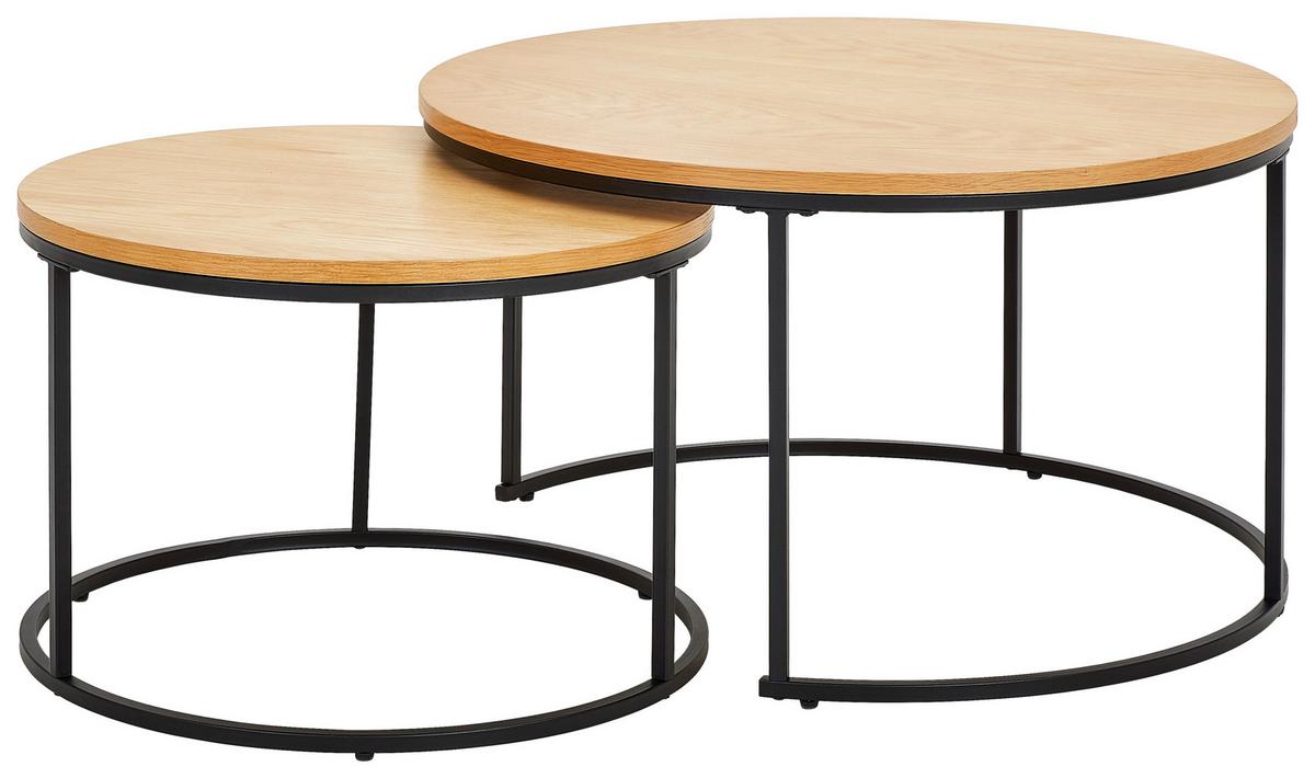 STOLIKI WSUWANE POD SIEBIE SATZTISCH - kolor dębowy/czarny, Modern, materiał drewnopochodny/metal (80/60/45/45/80/60cm) - MID.YOU