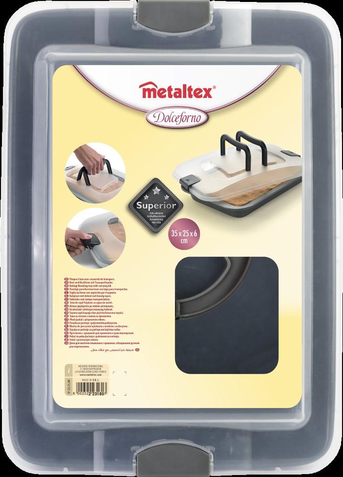 Hordozható Sütőtepsi Fedővel Dolceforno - (35/25/6cm) - Metaltex