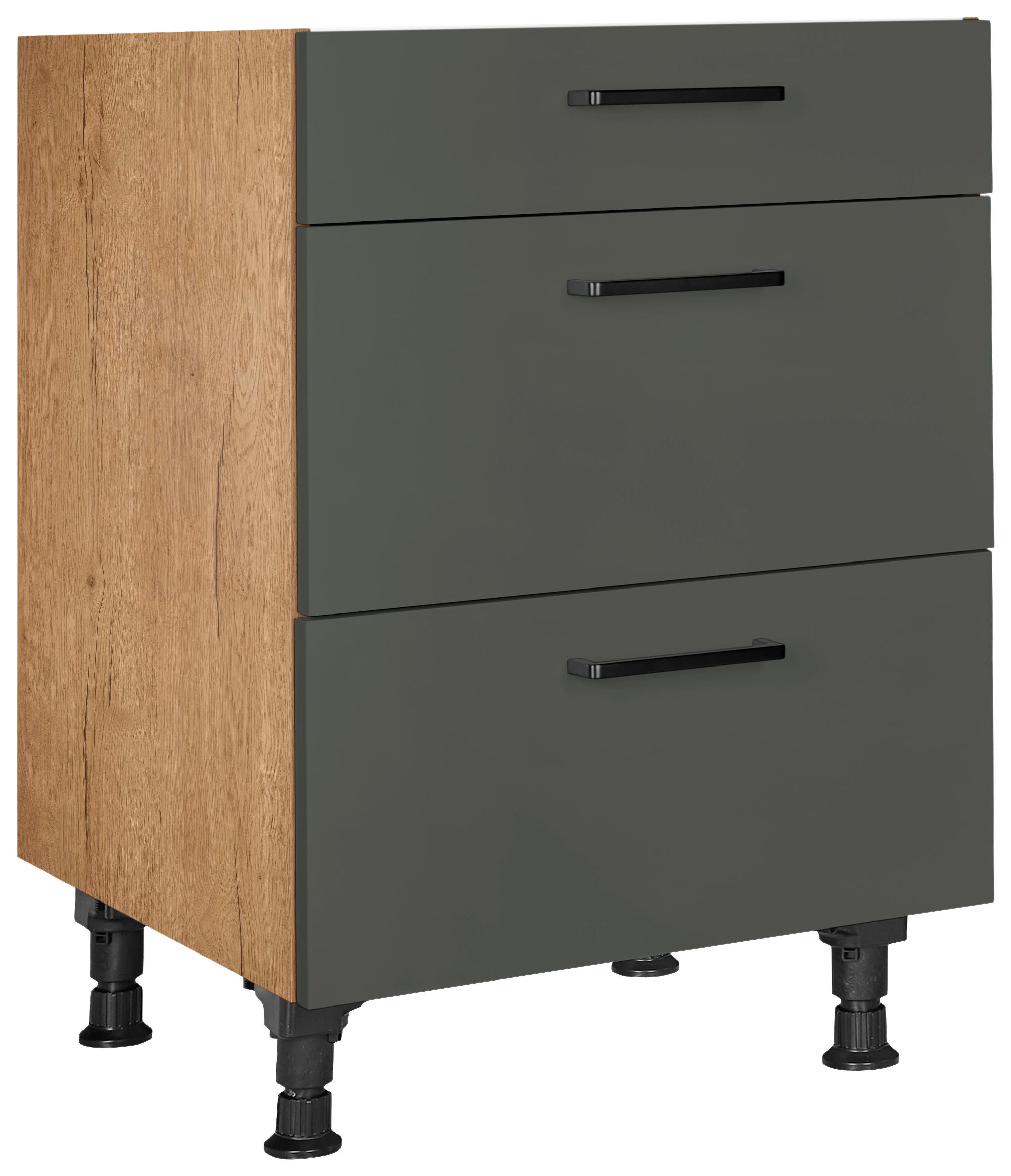 Schubkastenunterschrank Easytouch Grün - Eichefarben/Schwarz, MODERN, Holzwerkstoff/Metall (60/87/56cm) - Nobilia