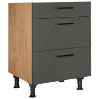 Schubkastenunterschrank Easytouch Grün - Eichefarben/Schwarz, MODERN, Holzwerkstoff/Metall (60/87/56cm) - Nobilia