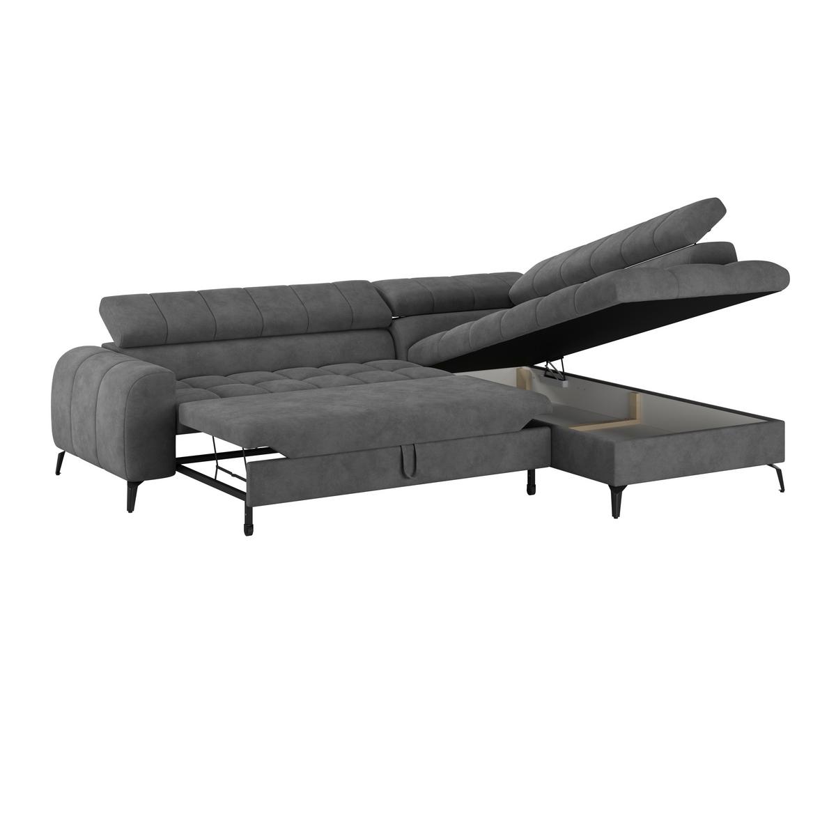 Kutna Garnitura Volf - tamno siva/crna, Trend, tekstil/metal (261/203cm)
