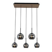 Hängeleuchte Panela Schwarz/Eichefarben max.25Watt - Chromfarben/Eichefarben, Modern, Glas/Holzwerkstoff (75/28,5/120cm) - Mömax