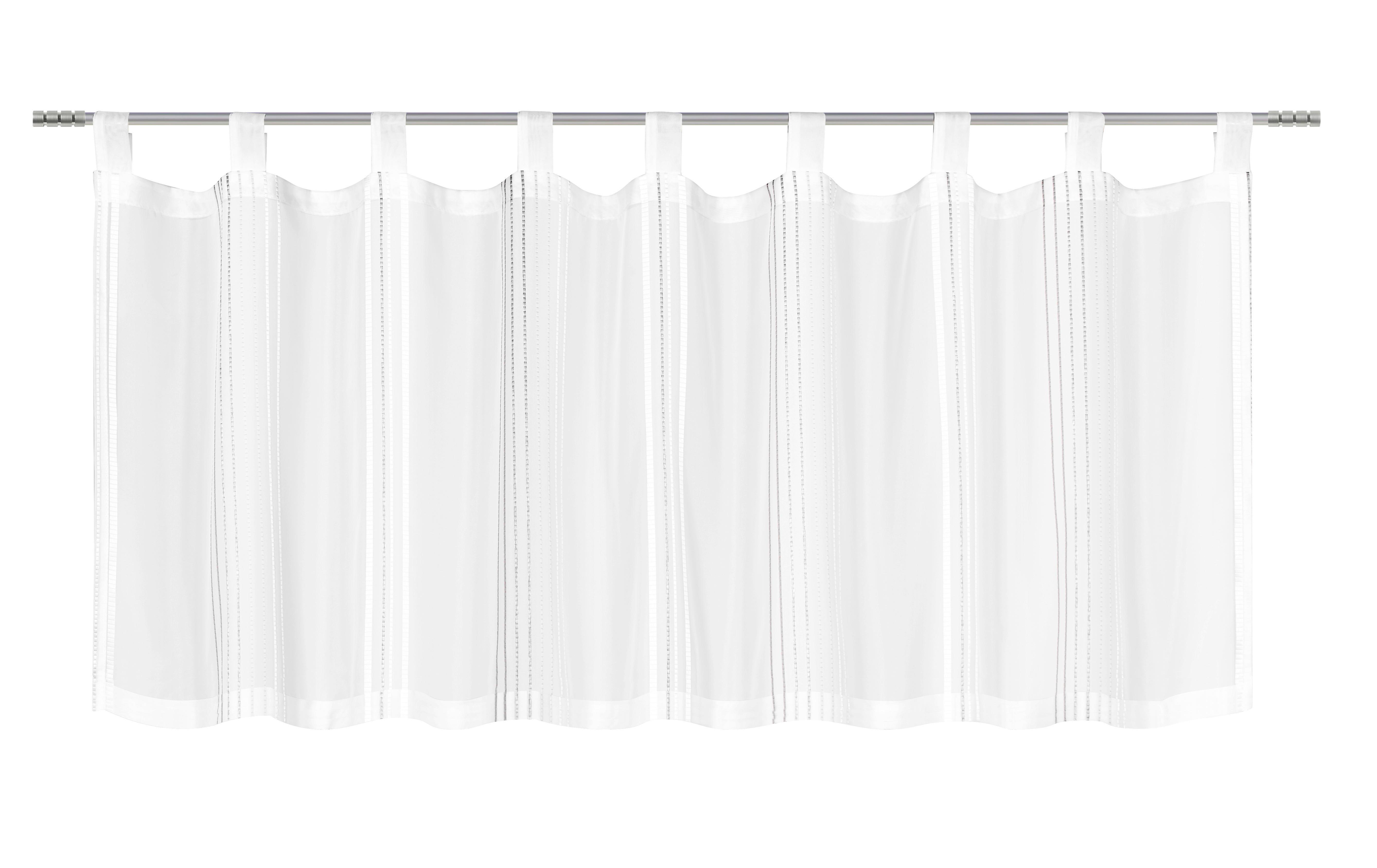 Kurzgardine Louis ca. 50x145cm - Weiß/Grau, KONVENTIONELL, Textil (50/145cm) - Modern Living