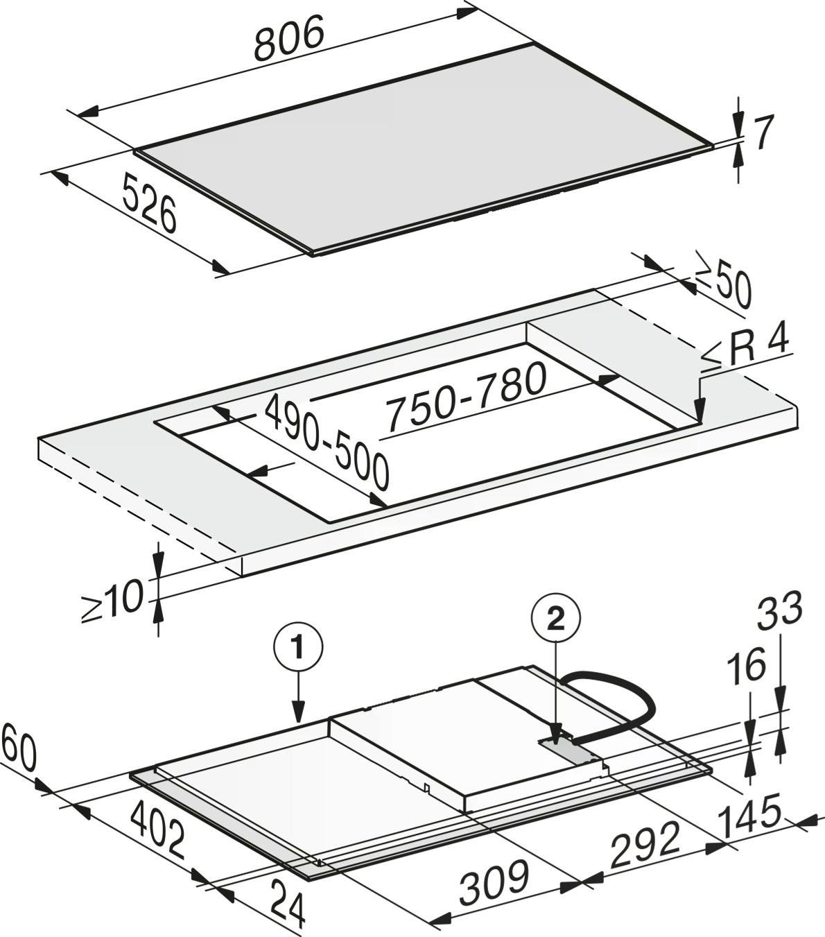 Induktionskochfeld KM7372FRED - Edelstahlfarben/Schwarz, MODERN (80,6/55/52,6cm) - Miele