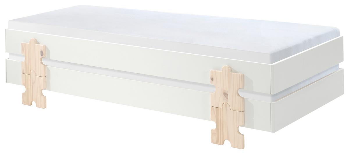 Stapelbett Modulo Weiß - Weiß/Kieferfarben, MODERN, Holz/Holzwerkstoff (90/200cm) - Vipack