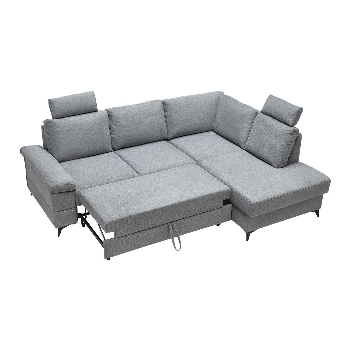 Ecksofa Sara Grau - Schwarz/Grau, MODERN, Textil/Metall (250/87-103/189cm) - Mömax