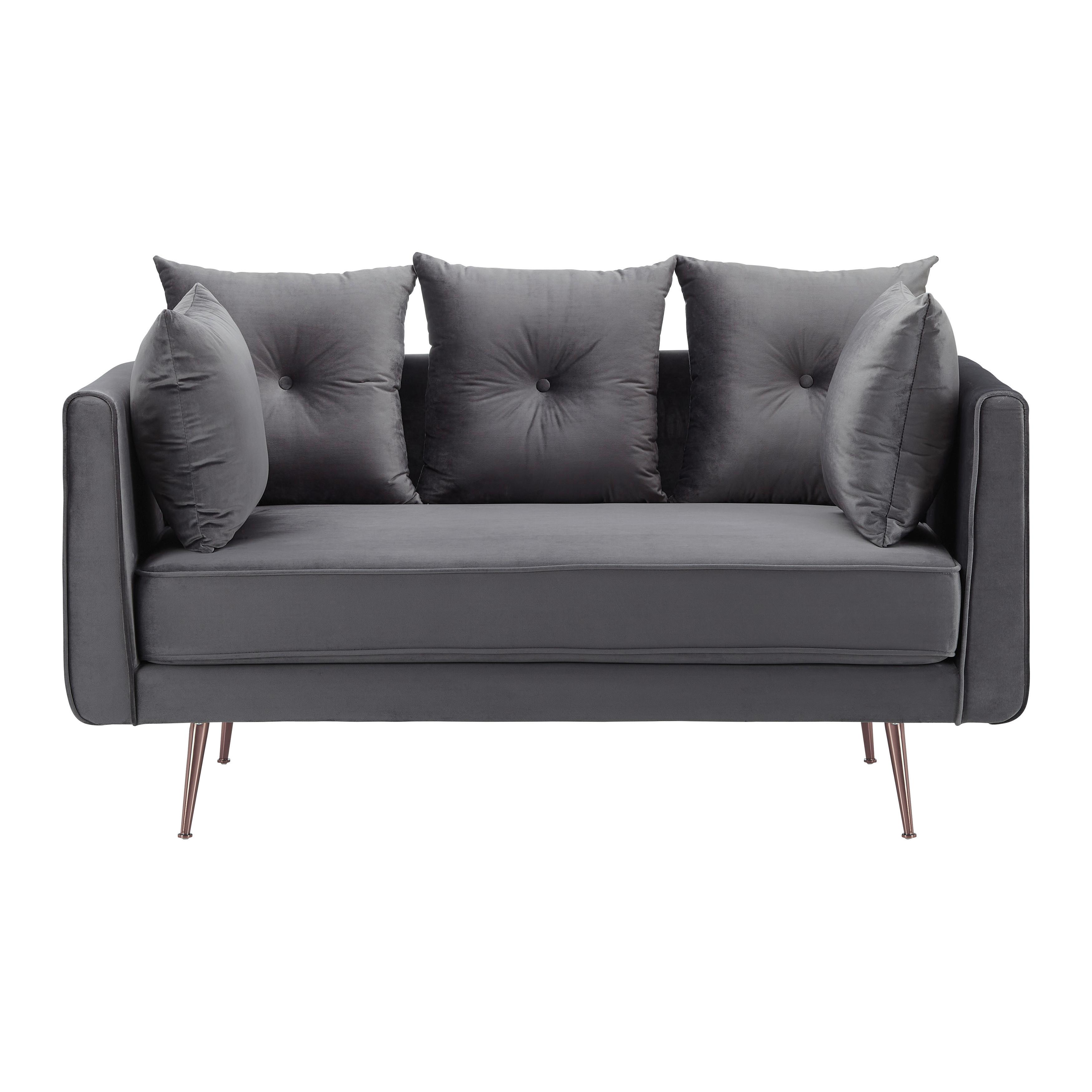 Sofa Luis Grau Samt - Roségold/Grau, MODERN, Holz/Textil (155/87/87cm) - Bessagi Home