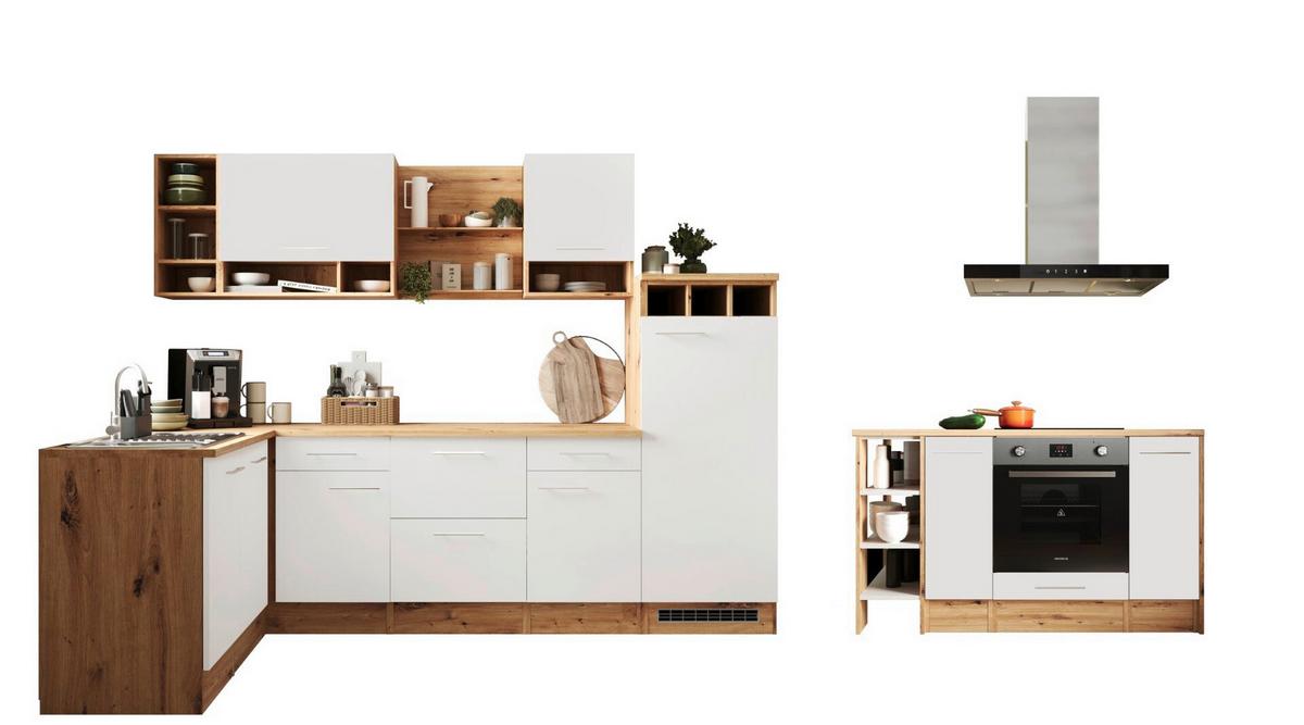 Kotna Kuhinja Z Aparati Hilde, 280x172cm - bela/barve aluminija, Design, kovina/leseni material (280/172cm) - Respekta