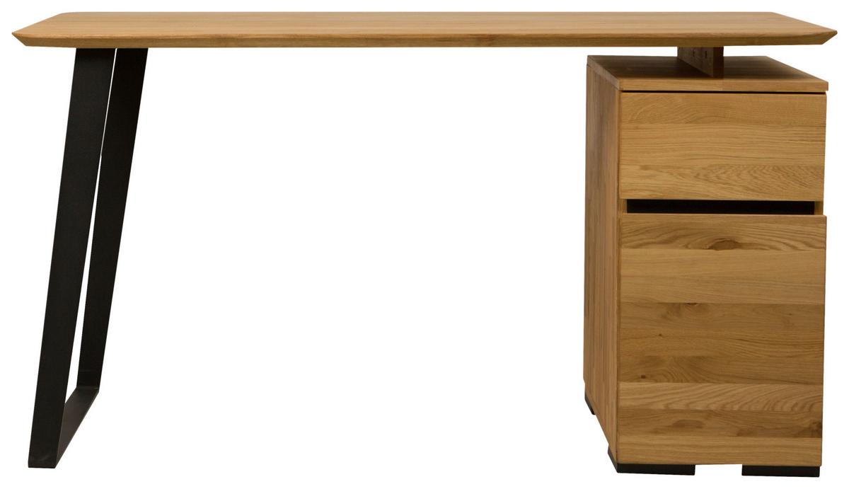 Íróasztal Albero - natúr színű/fekete, Modern, fa/fém (140/77/65cm) - Based
