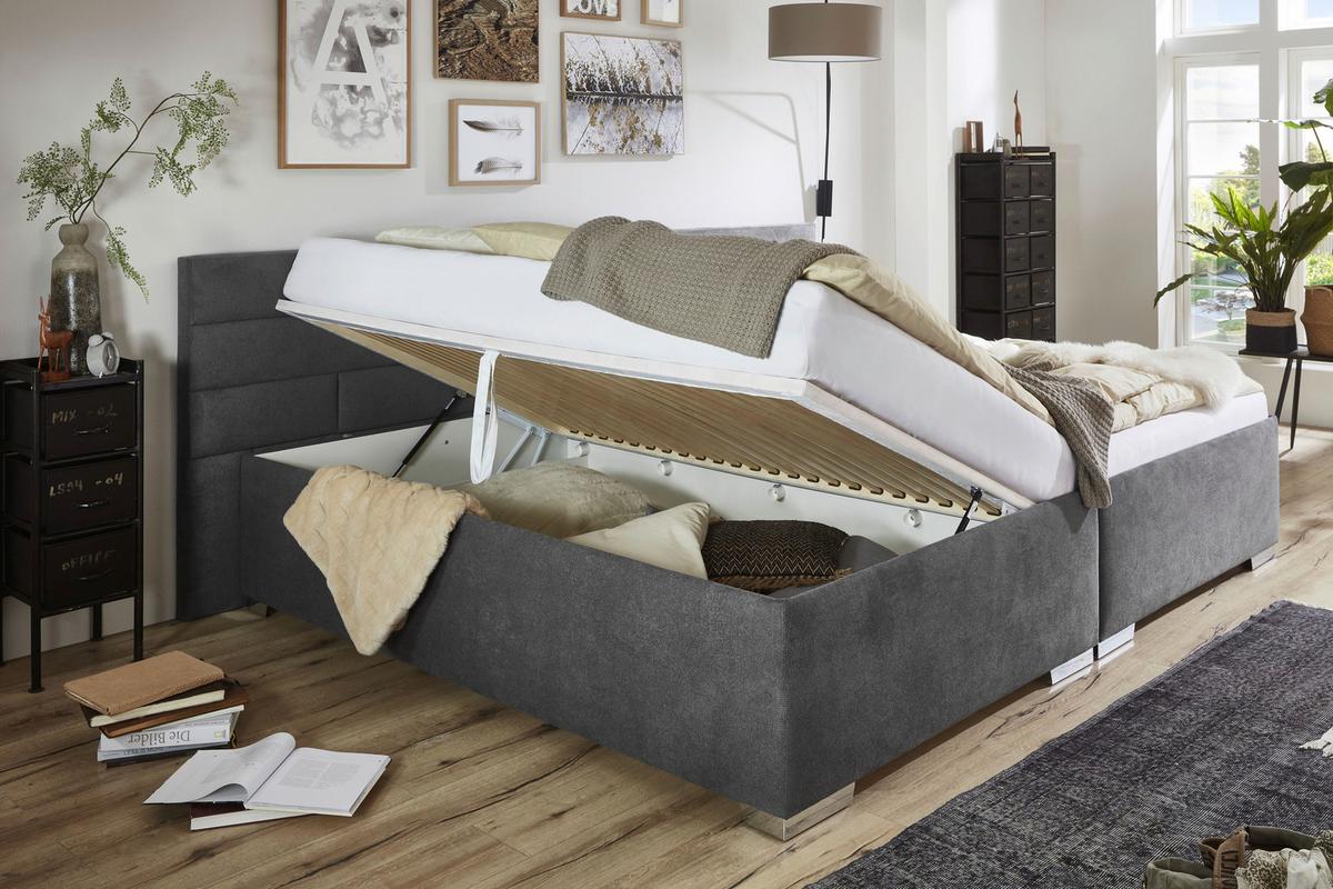 Tapecirani Krevet Bez Madraca My Family - tamno siva, Konvencionalno, drvo (280/220cm)