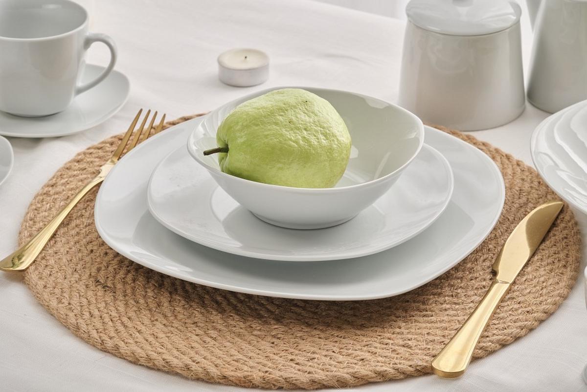 SERWIS OBIADOWO-ŚNIADANIOWY ASCONA - biały, Basics, ceramika - Novel