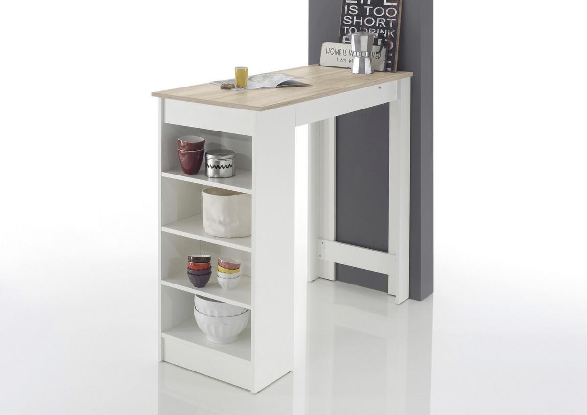 STÓŁ BAROWY MOJITO - kolor dębowy/biały, Design, materiał drewnopochodny (115/50/103cm) - MID.YOU