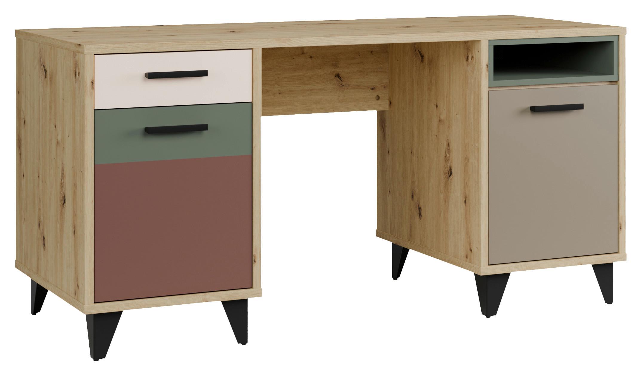 Pisalna Miza Raven, Večbarvno - temno siva/črna, Design, umetna masa/leseni material (150/60/74cm) - Carryhome