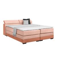 Boxspringbett Sevilla Koralle ca. 180x200cm - Koralle/Schwarz, Konventionell, Holz/Kunststoff (180/200cm) - Premium Living