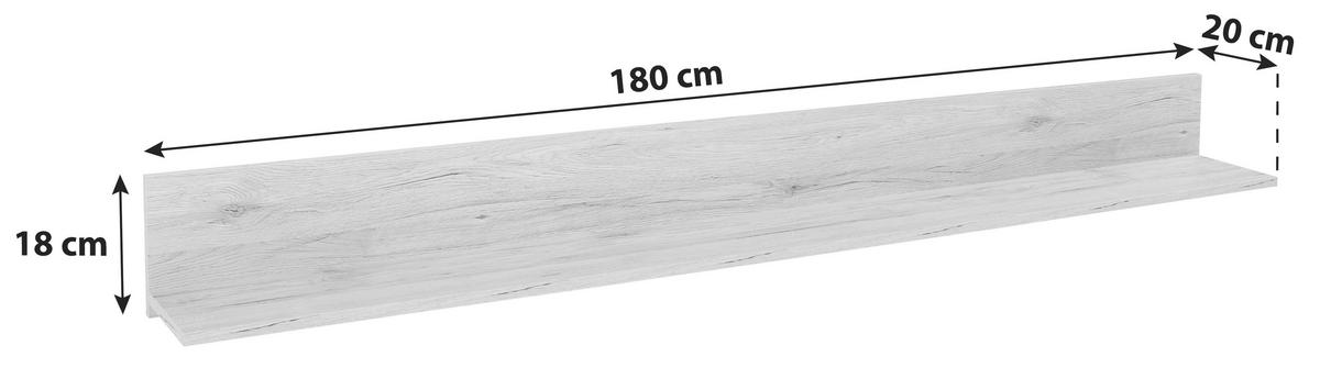 Zidna Polica Malta - boje hrasta, Moderno, drvni materijal (180/18/20cm) - Modern Living