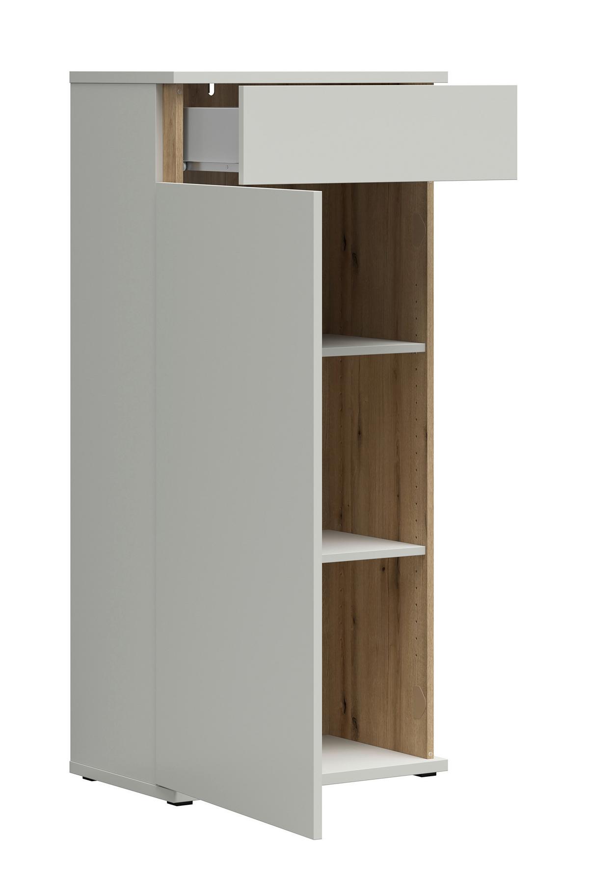 Schuhschrank Antonio Creme/Eichefarben - Eichefarben/Creme, Modern, Holzwerkstoff/Kunststoff (61/133/38cm) - Mömax