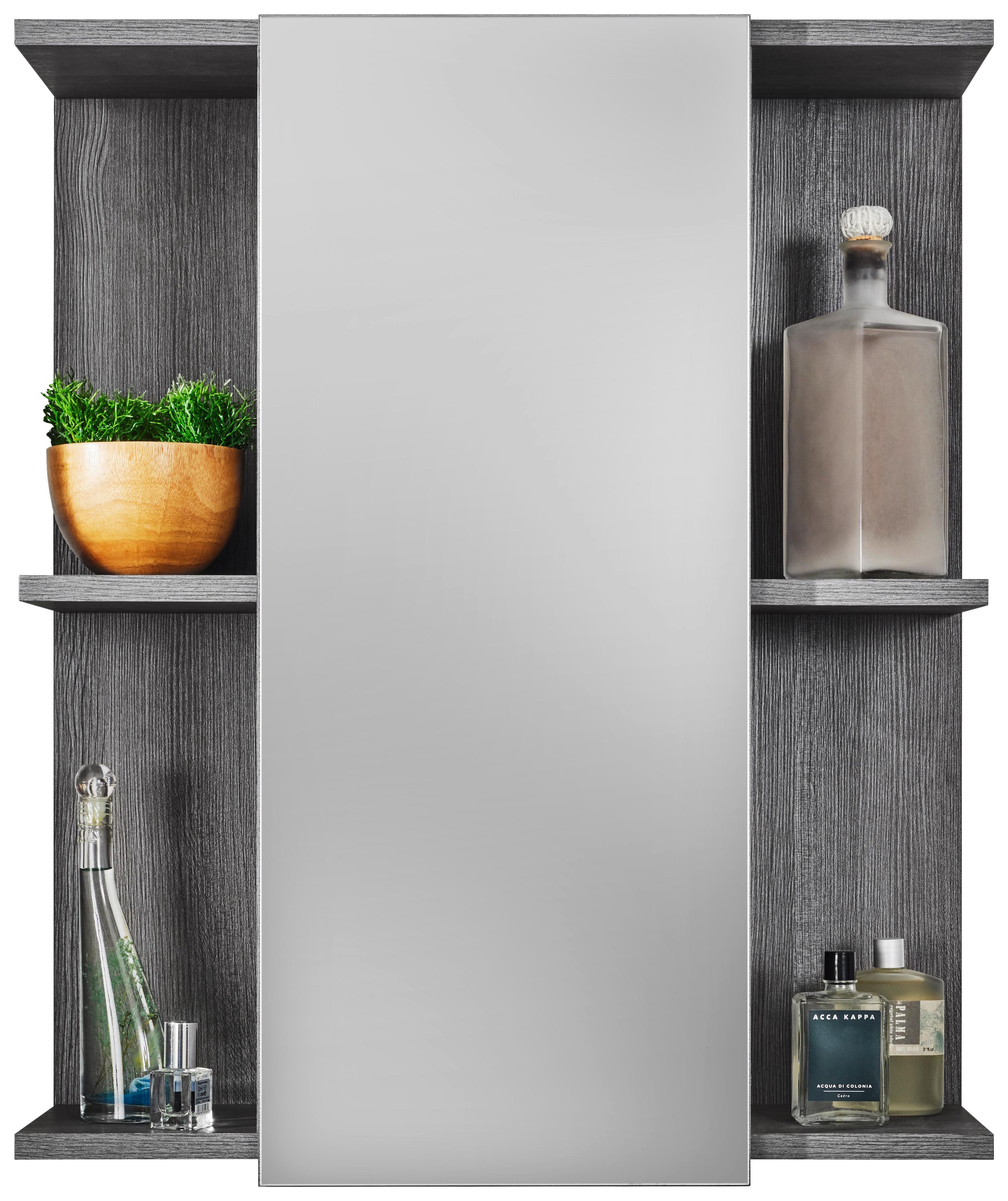 SZAFKA Z LUSTREM SILVER - kolor srebrny, Modern, materiał drewnopochodny/szkło (60/71/20cm) - MID.YOU