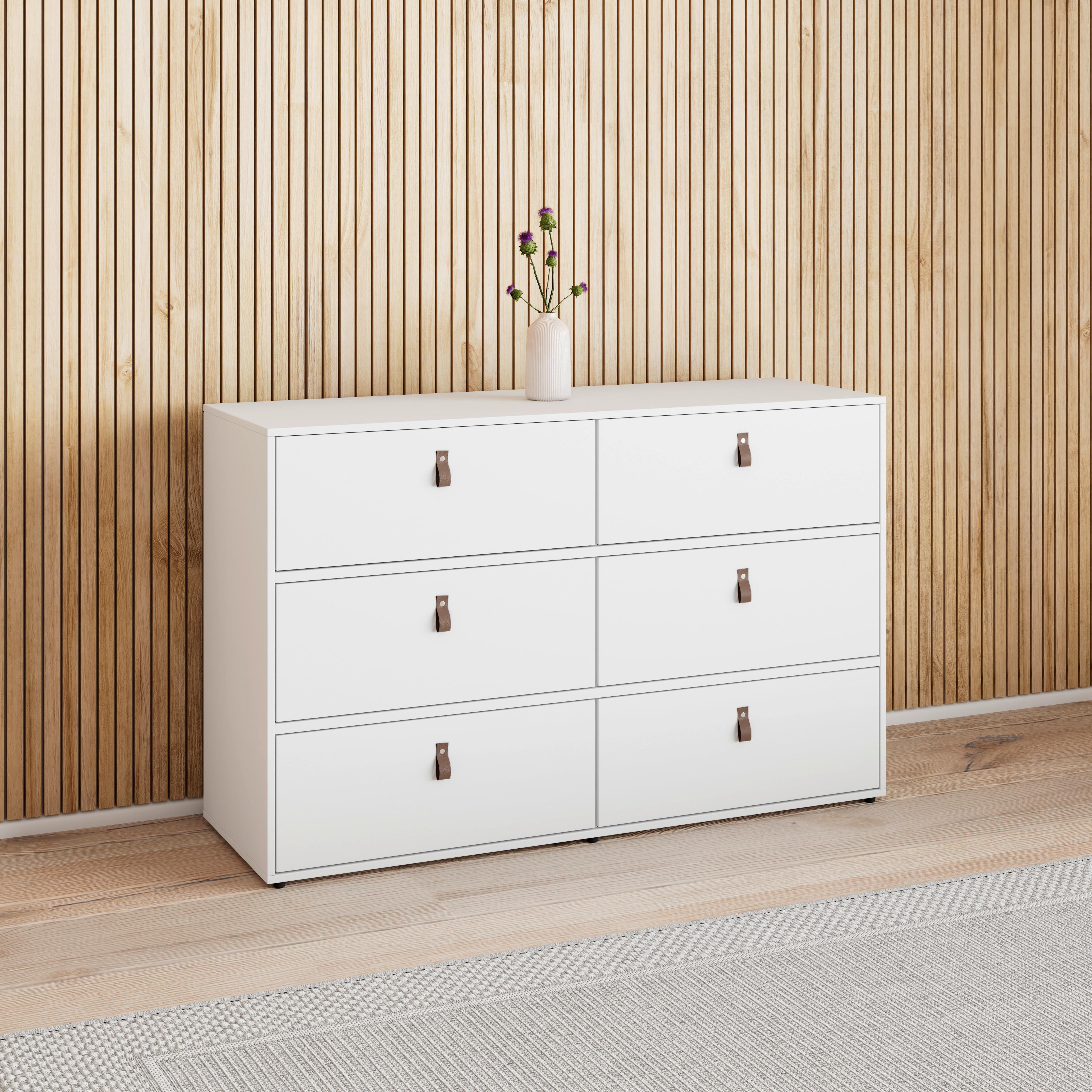 Kommode Mick Weiß MDF - Schwarz/Braun, MODERN, Kunststoff/Textil (120/75/40cm) - Bessagi Home