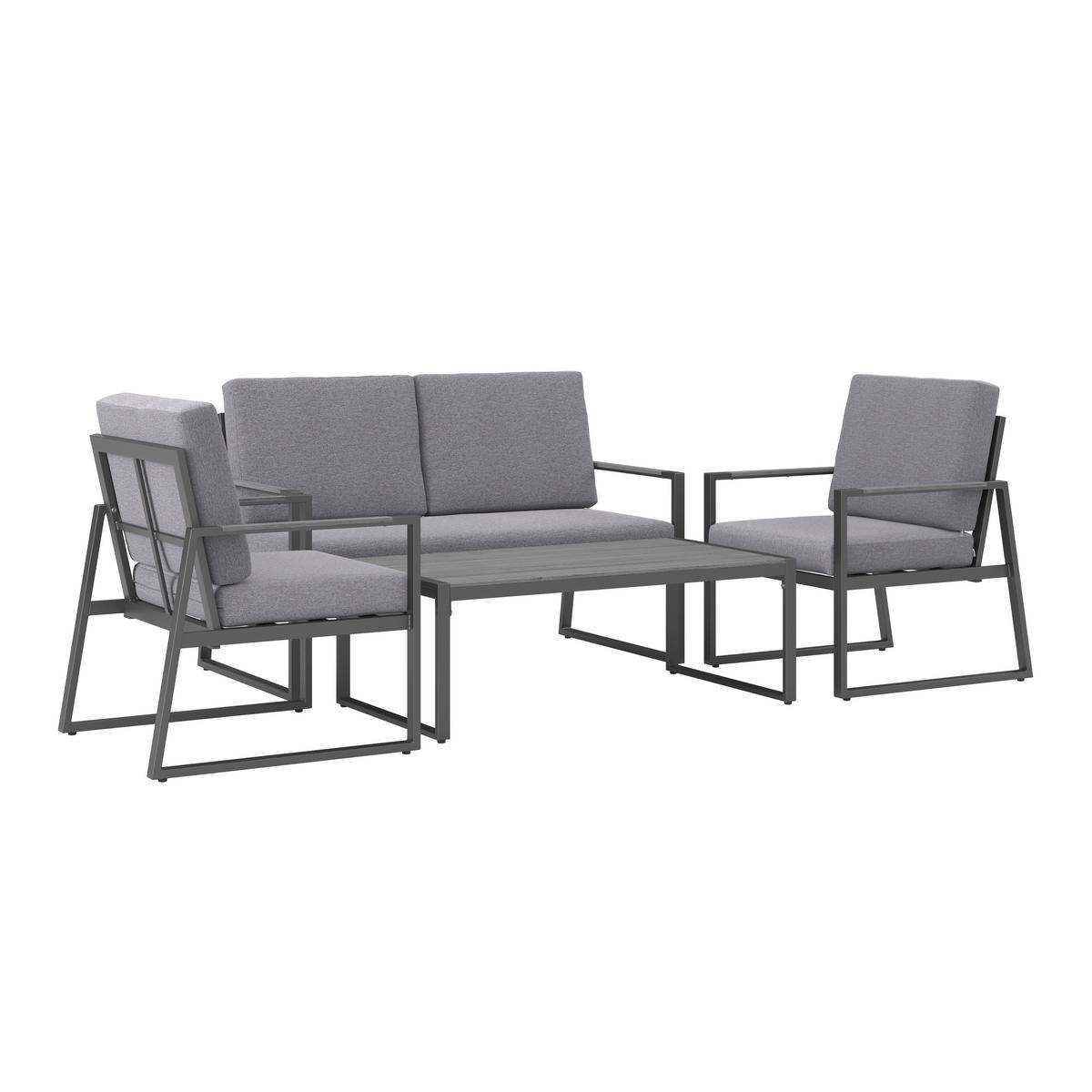 Kerti Garnitúra Rafael - antracit/szürke, Modern, műanyag/textil (128/81/72cm) - Mömax