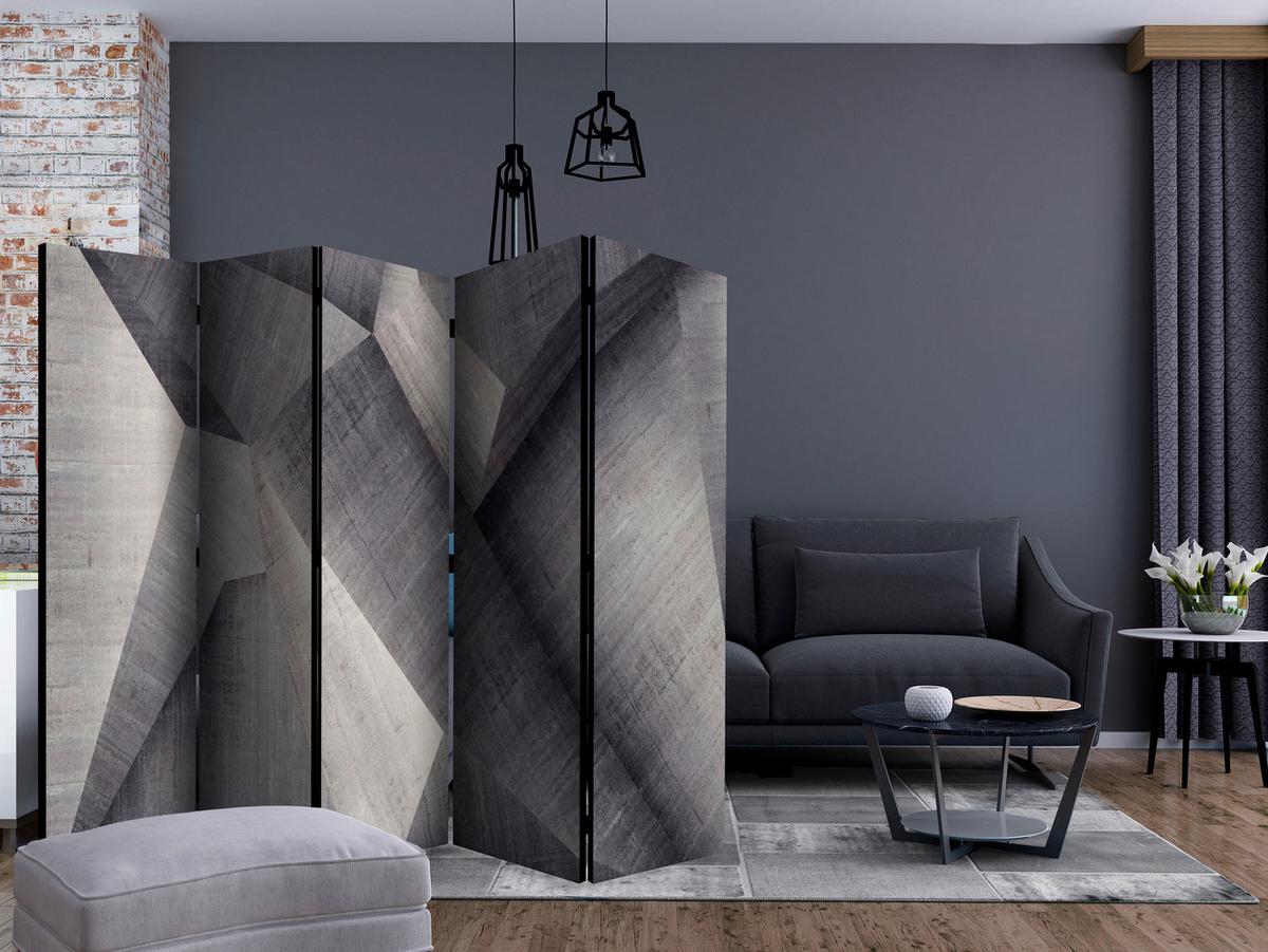 Paravan Abstract Concrete Blocks, 5-Delni, Enostranski - siva/svetlo siva, Basics, tekstil/les (225/172/3cm) - artgeist