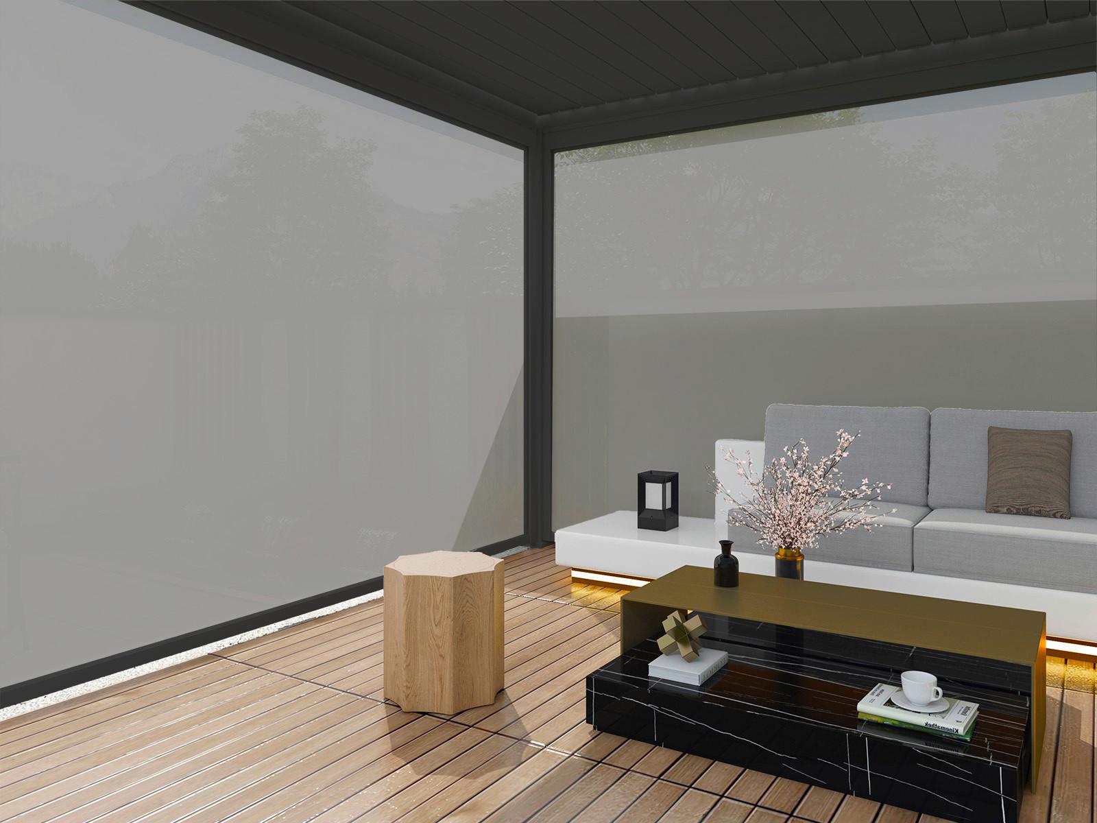 PERGOLA-ROLLO FÜR DELUXE 40CM ANTHRAZIT - Anthrazit, Basics, Textil/Metall (400/235/10cm) - Gardenson