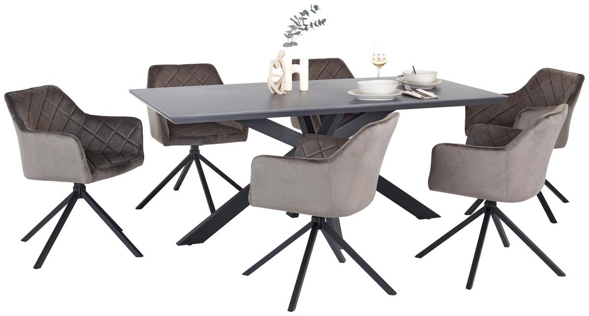 Masa STEVE 1 - negru, Modern, ceramică/metal (180/76/90cm)