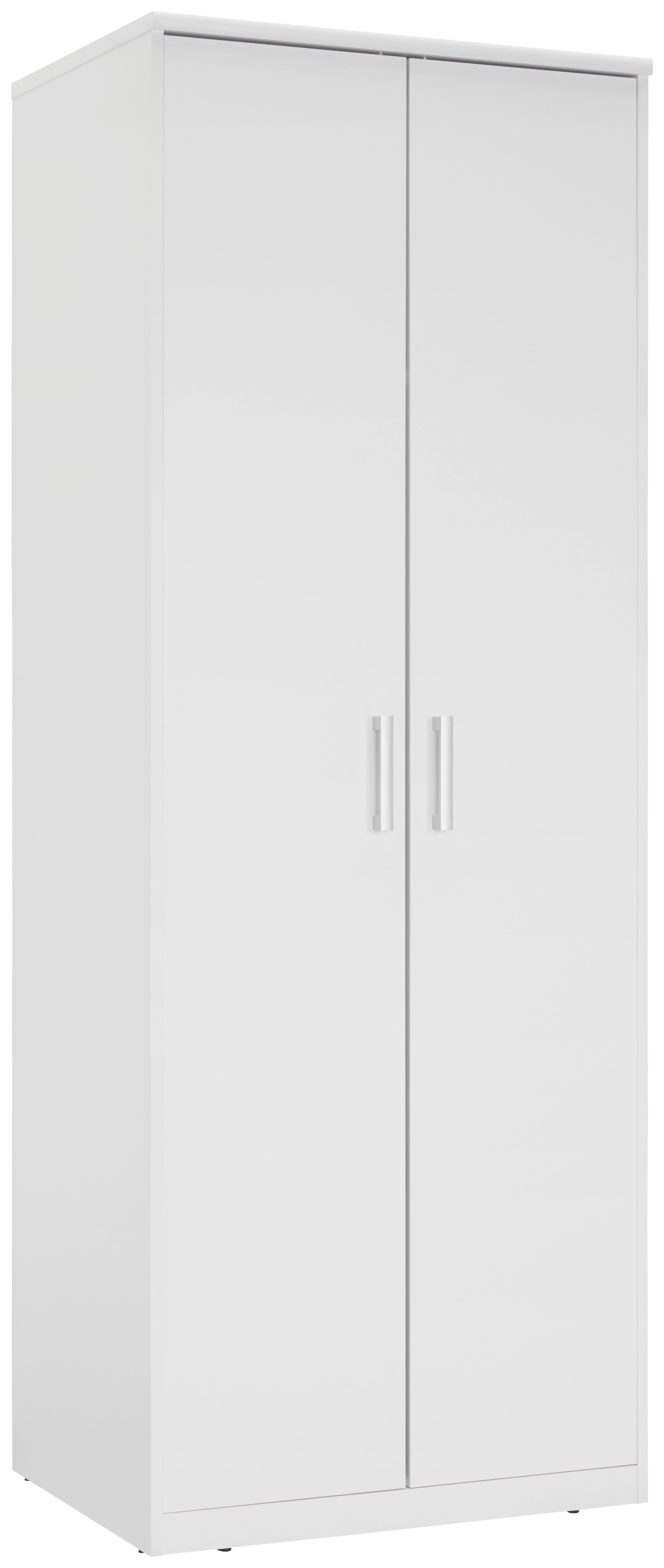 SZAFA NA UBRANIA EASY - kolor srebrny/biały, Basics, materiał drewnopochodny/tworzywo sztuczne (72/194/54cm) - Xora