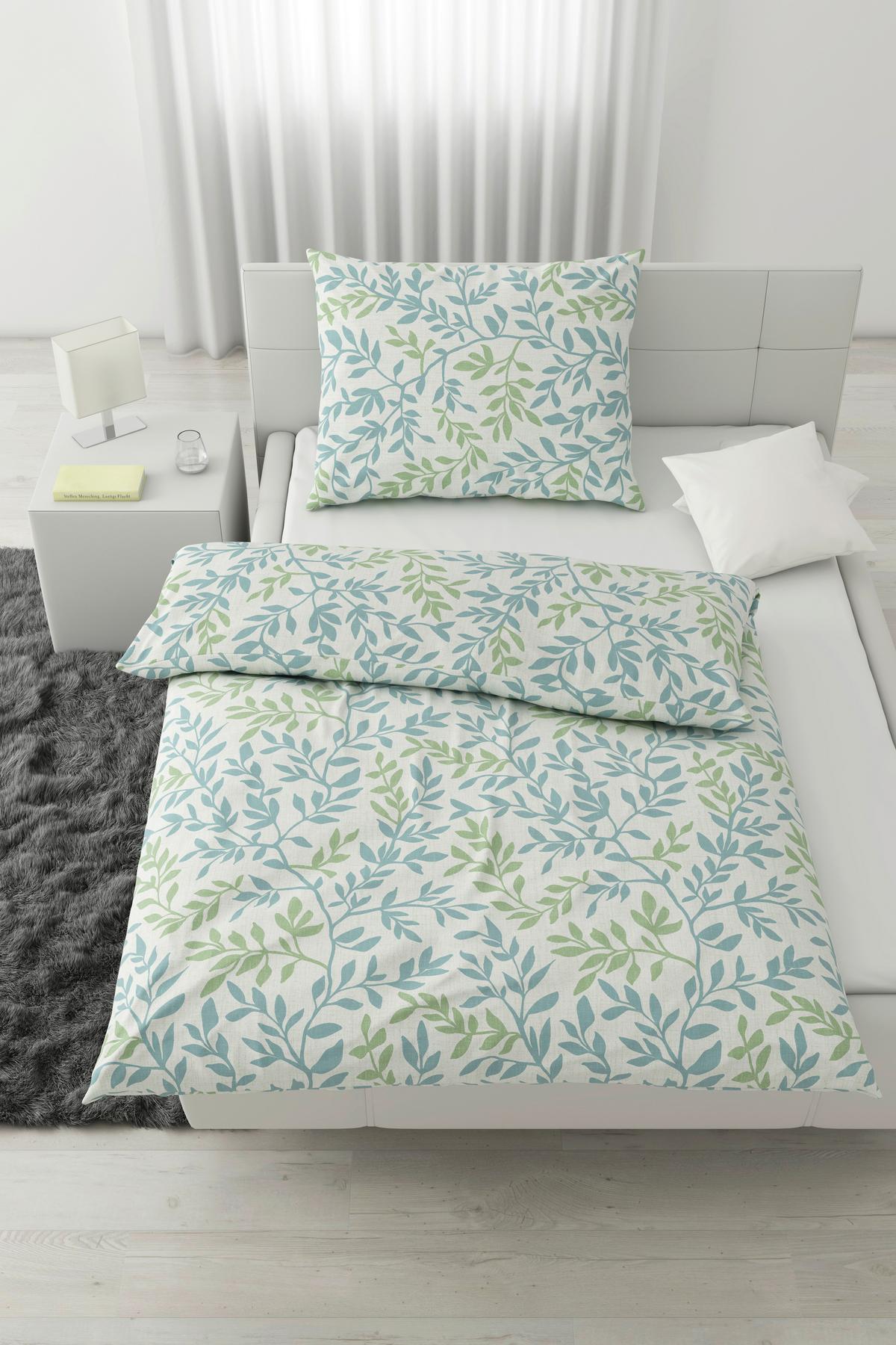 BETTWÄSCHESET SIGLINDE - Hellblau/Grün, Konventionell, Textil (160/210cm) - Modern Living