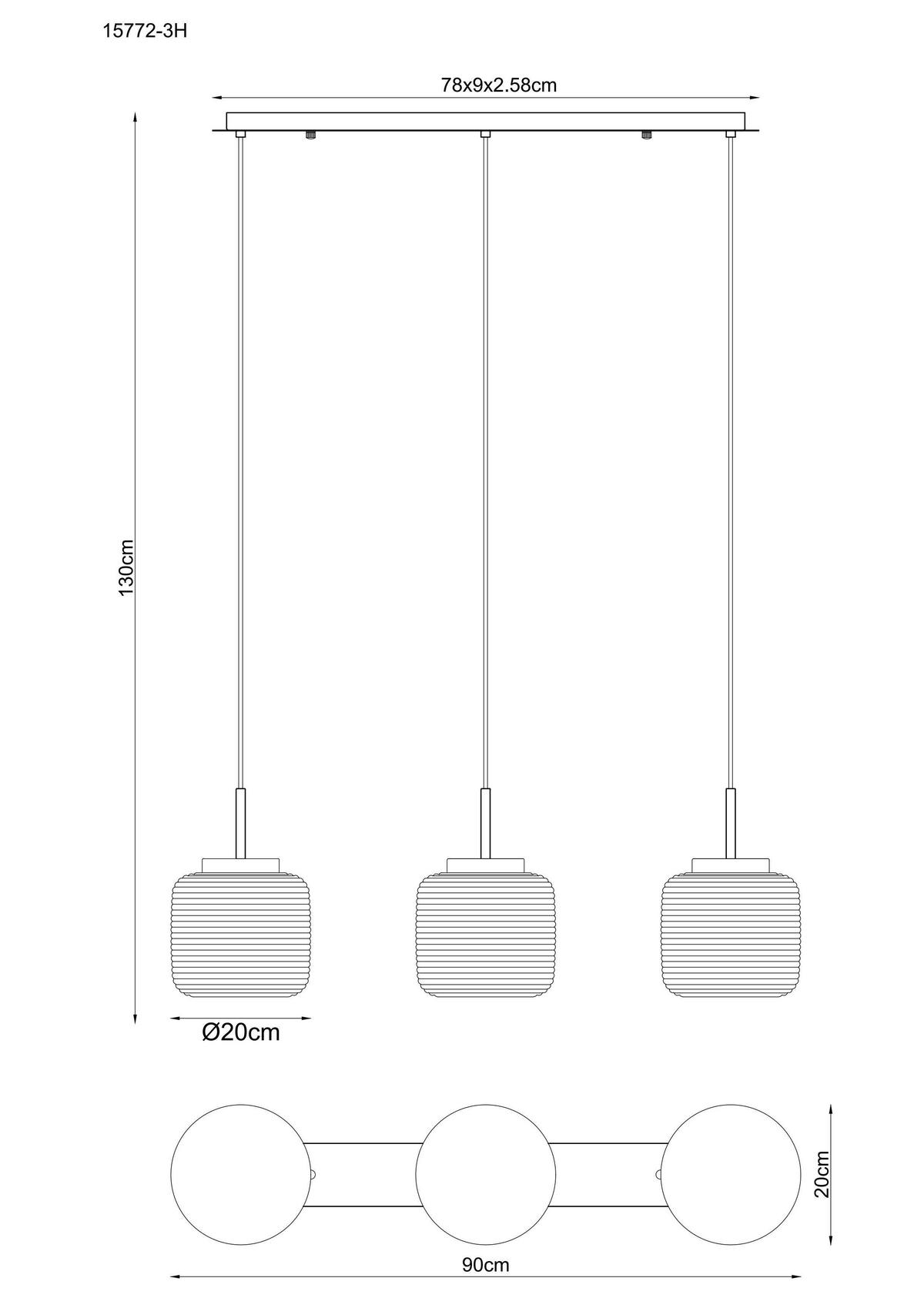 HÄNGELEUCHTE 15772-3H KLADORA - Weiss/Schwarz, Konventionell, Glas/Textil (24/130cm) - Globo