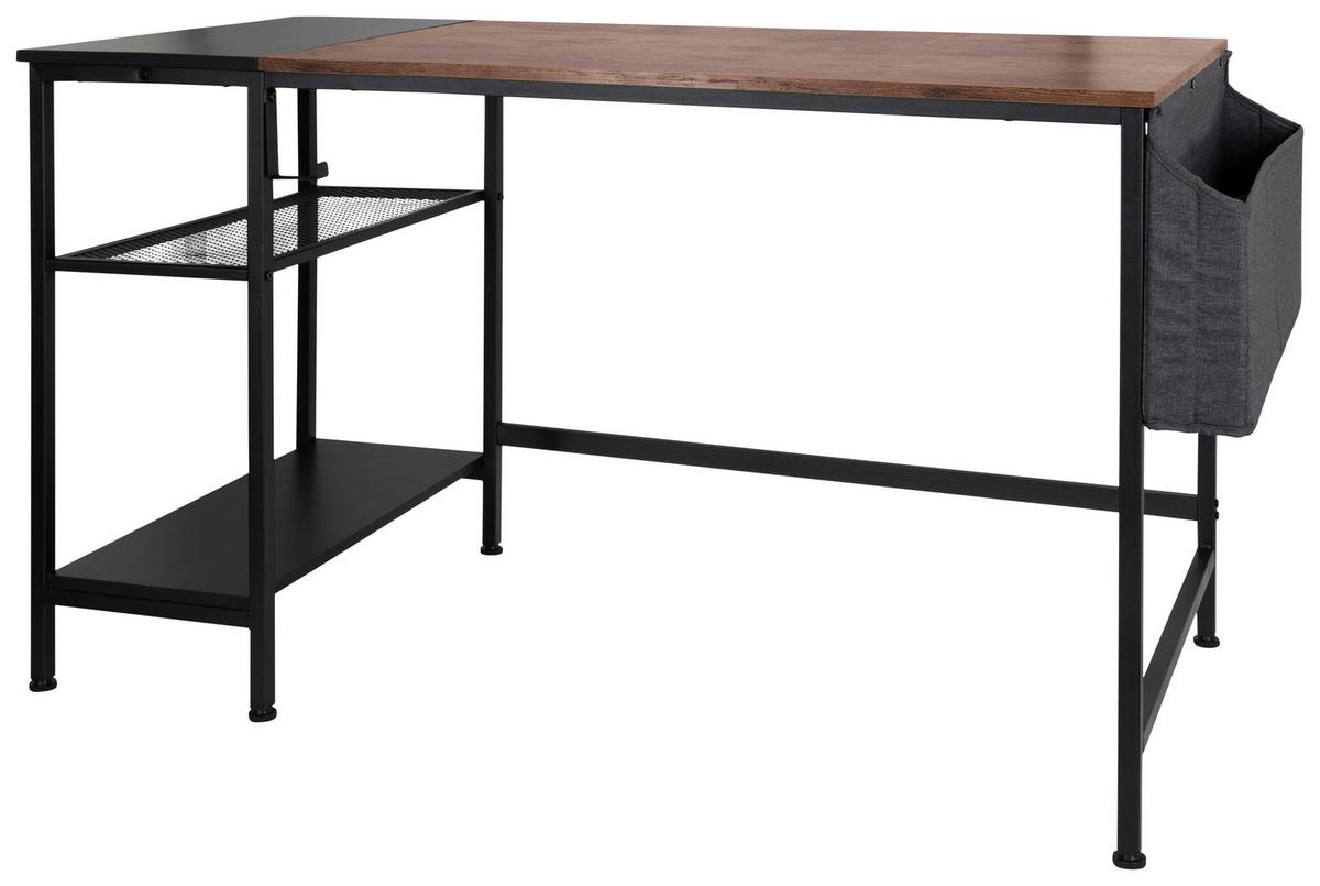 Pisalna Miza Workspace H I, Črna, Rjava - črna/rjava, Basics, kovina/leseni material (120/60/76cm) - MID.YOU
