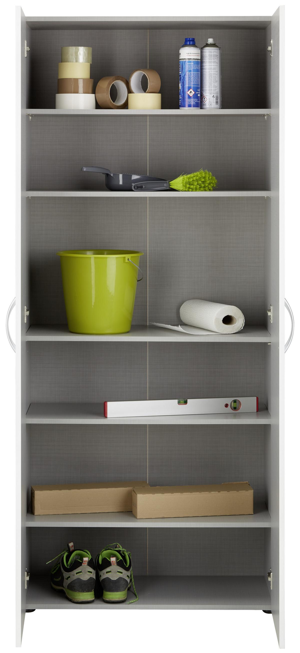 Mehrzweckschrank in Weiss - Weiss/Alufarben, Konventionell, Holzwerkstoff/Kunststoff (80/185/40cm) - Mömax
