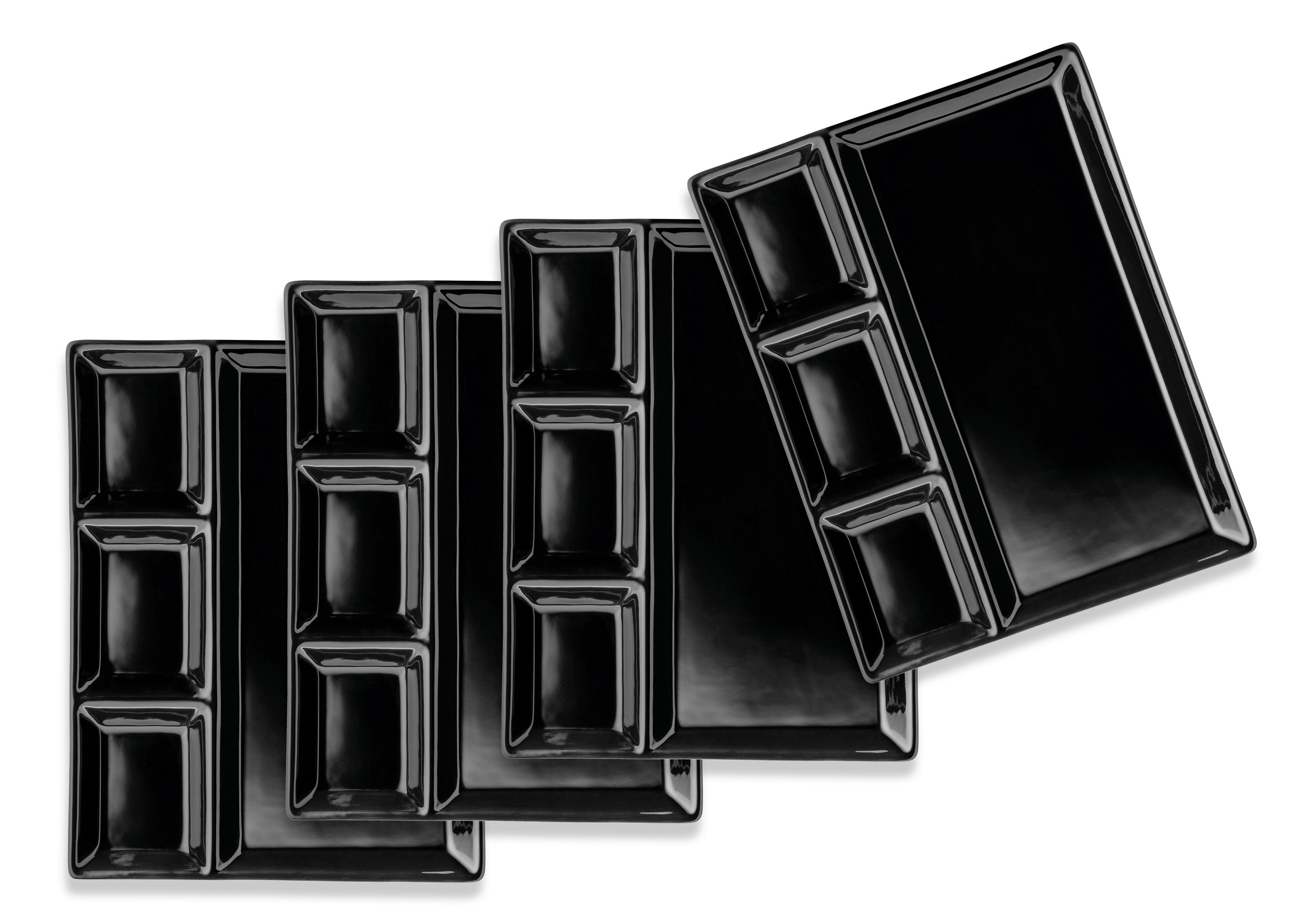 GRILLTELLERSET 935532 FONDUETELLER SET 4TLG - Schwarz, Basics, Keramik (25,5/2,5/19,5cm) - Mäser