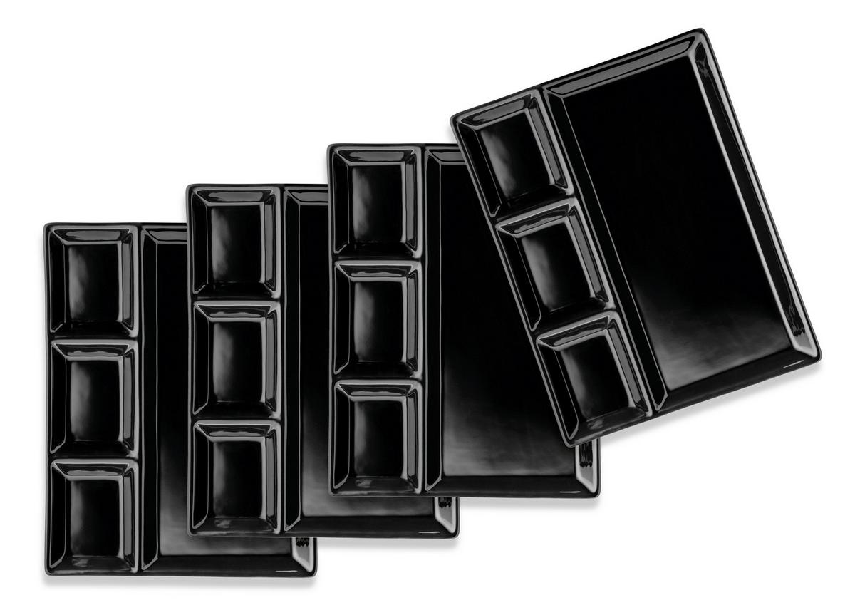 GRILLTELLERSET 935532 FONDUETELLER SET 4TLG - Schwarz, Basics, Keramik (25,5/2,5/19,5cm) - Mäser