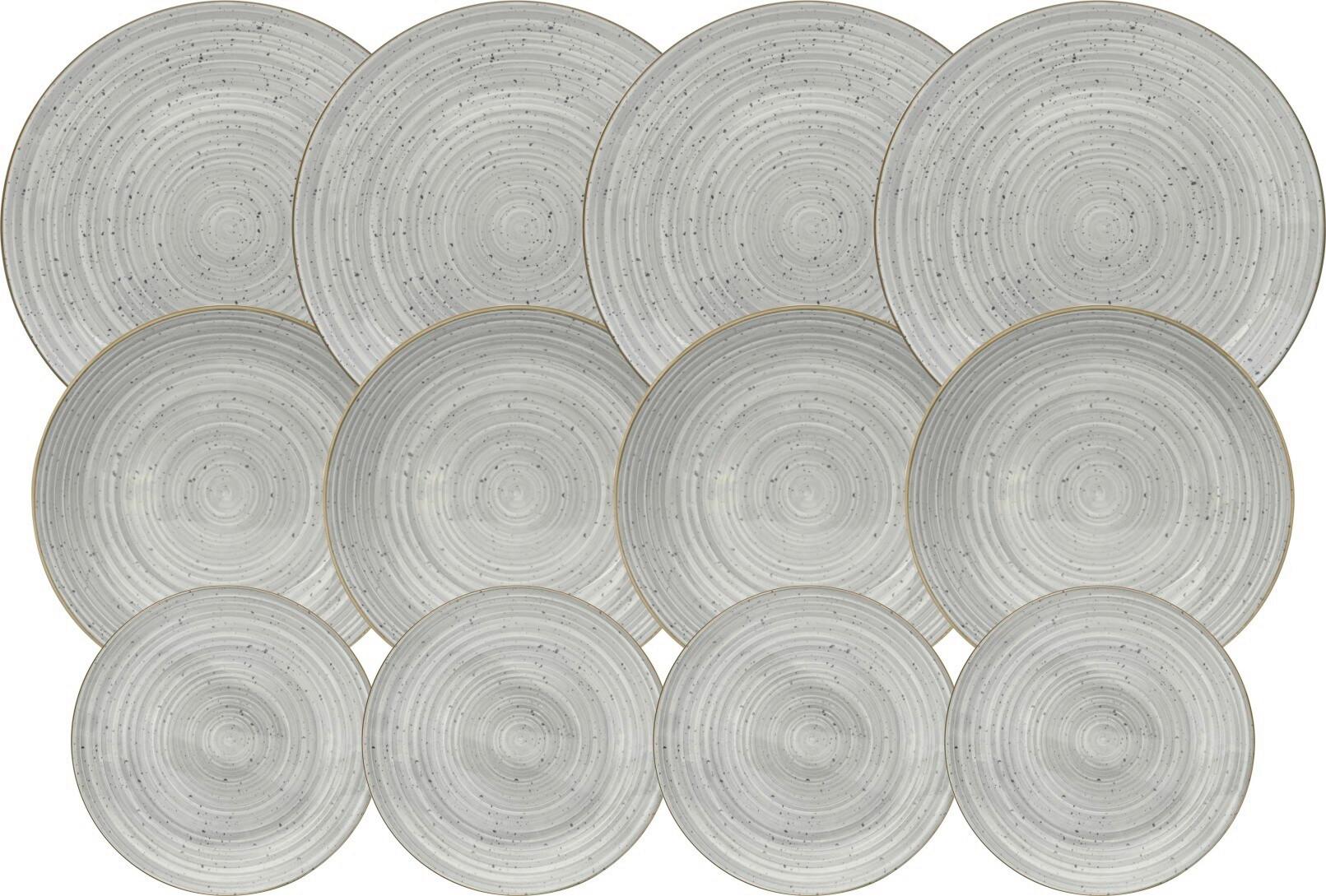 Tafelservice Tina in Grau, 12-teilig - Grau, KONVENTIONELL, Keramik - Mömax