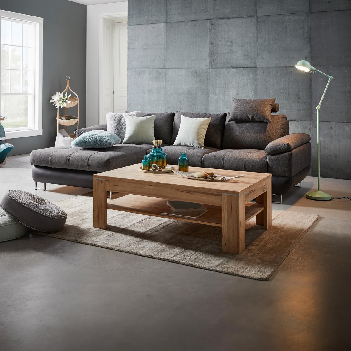 Wohnlandschaft Focus in Grau mit Bettfunktion - Chromfarben/Anthrazit, KONVENTIONELL, Textil/Metall (170/91/117/268cm) - Mömax